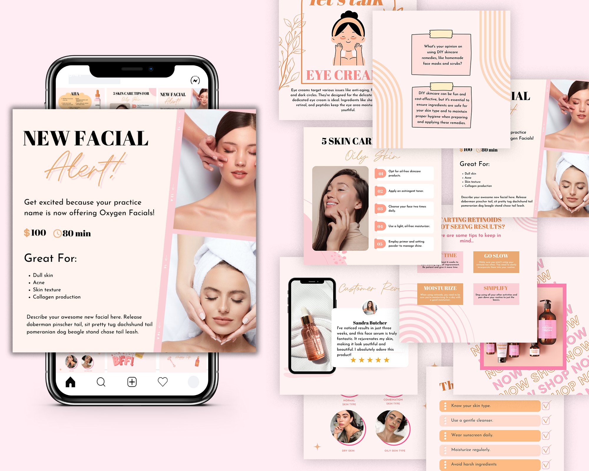 Esthetician Instagram Templates For Skincare Social Media