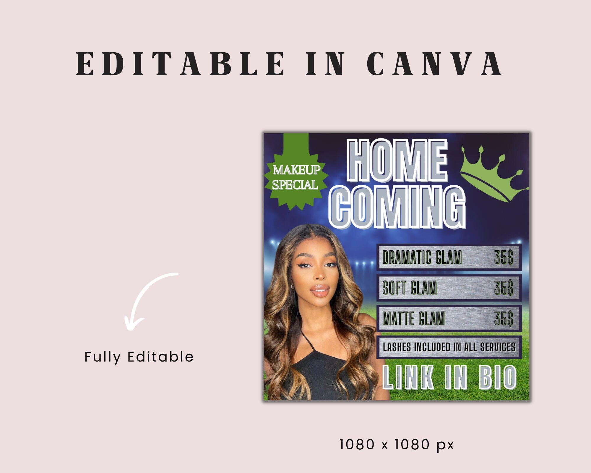 Homecoming Makeup Flyer, Book Now Flyer, instagram flyer, Beauty Flyer, Homecoming Queen, Homecoming Sale, Homecoming Flyer, Class Flyer