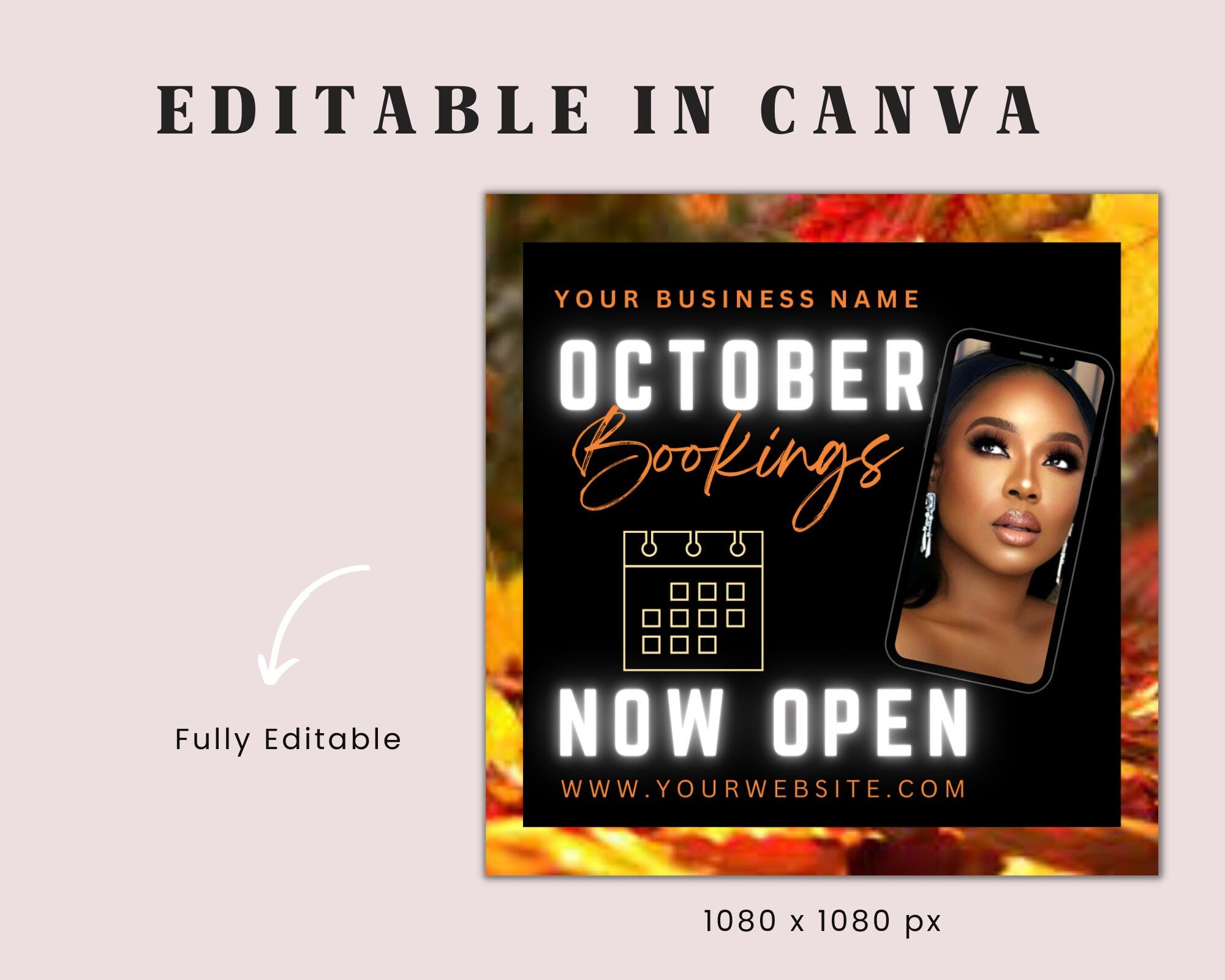 October Booking Flyer, Fall Booking Flyer, October Bookings Open, Fall Appointments Flyer, Fall Lash Hair Nails Braids Wigs Makeup Flyer