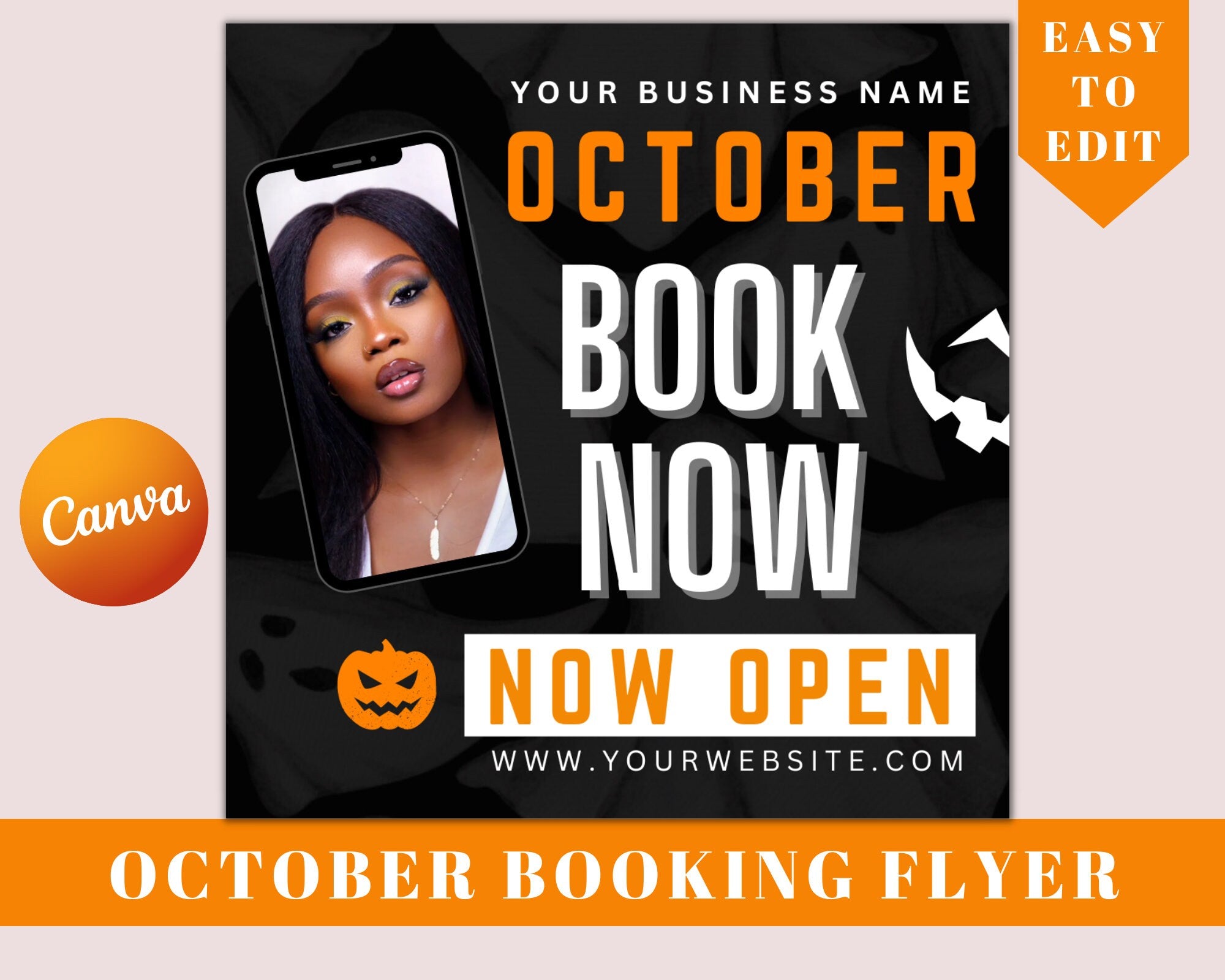 October Booking Flyer, Fall Booking Flyer, October Bookings Open, Fall Appointments Flyer, Fall Lash Hair Nails Braids Wigs Makeup Flyer