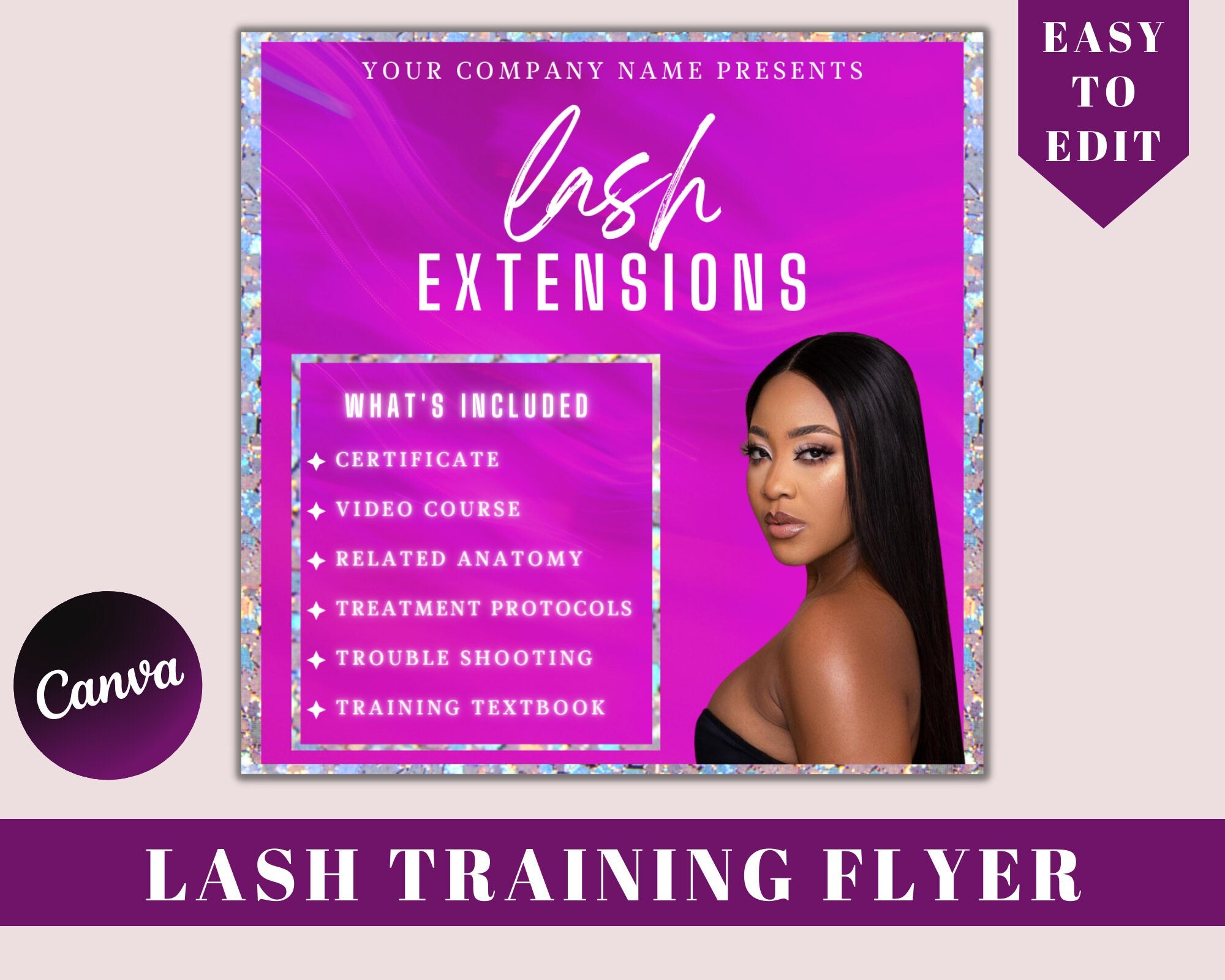 Lash Training Flyer, Beauty Flyer, Lash Business, Instagram Flyer, Black And White, Minimal Flyer, Social Media Flyer, Editable Flyer