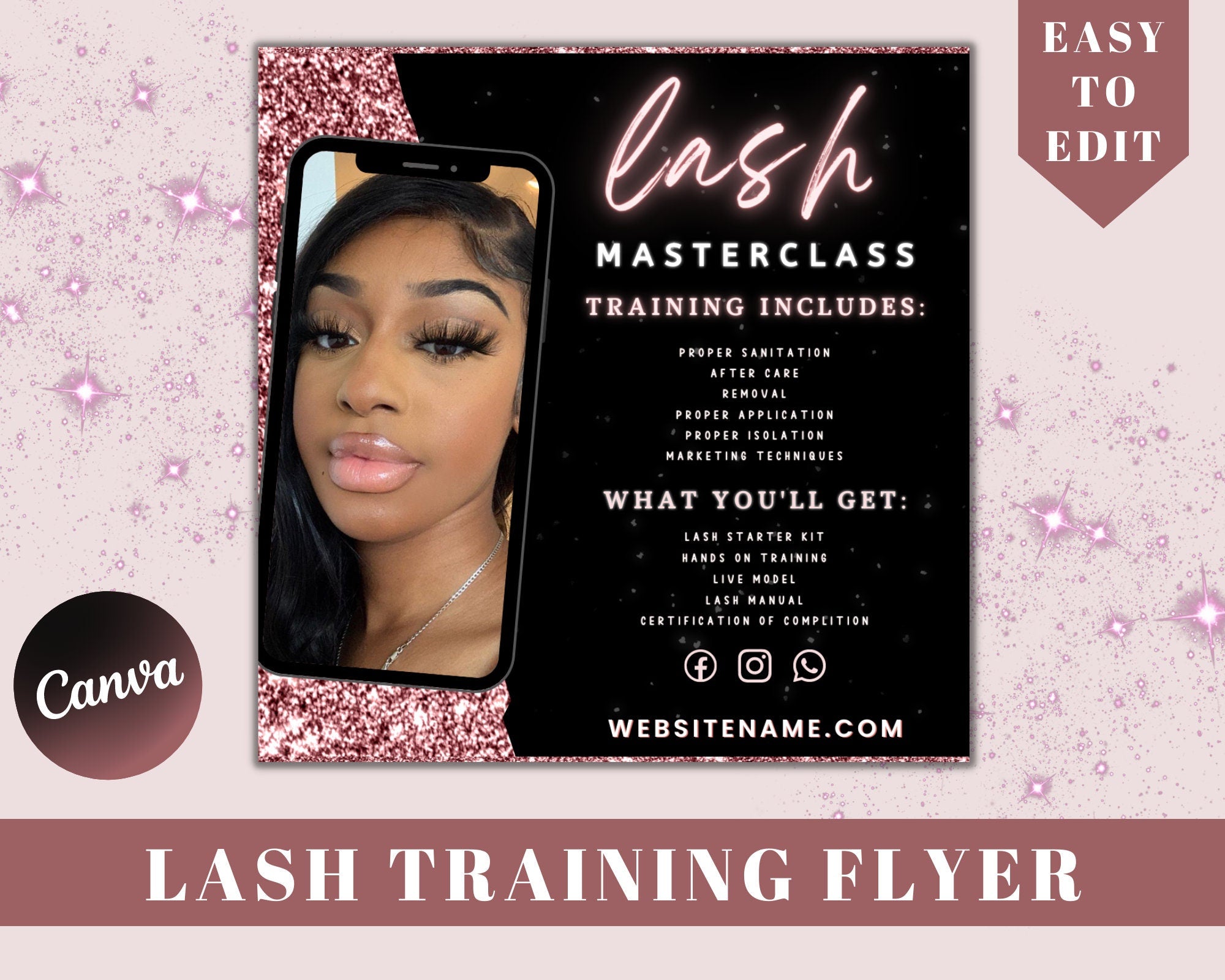 Lash Class Flyer, Lash Training Flyer, Beauty Flyer, Lash Business, Instagram Flyer, Black And White, Minimal Flyer, Social Media Flyer