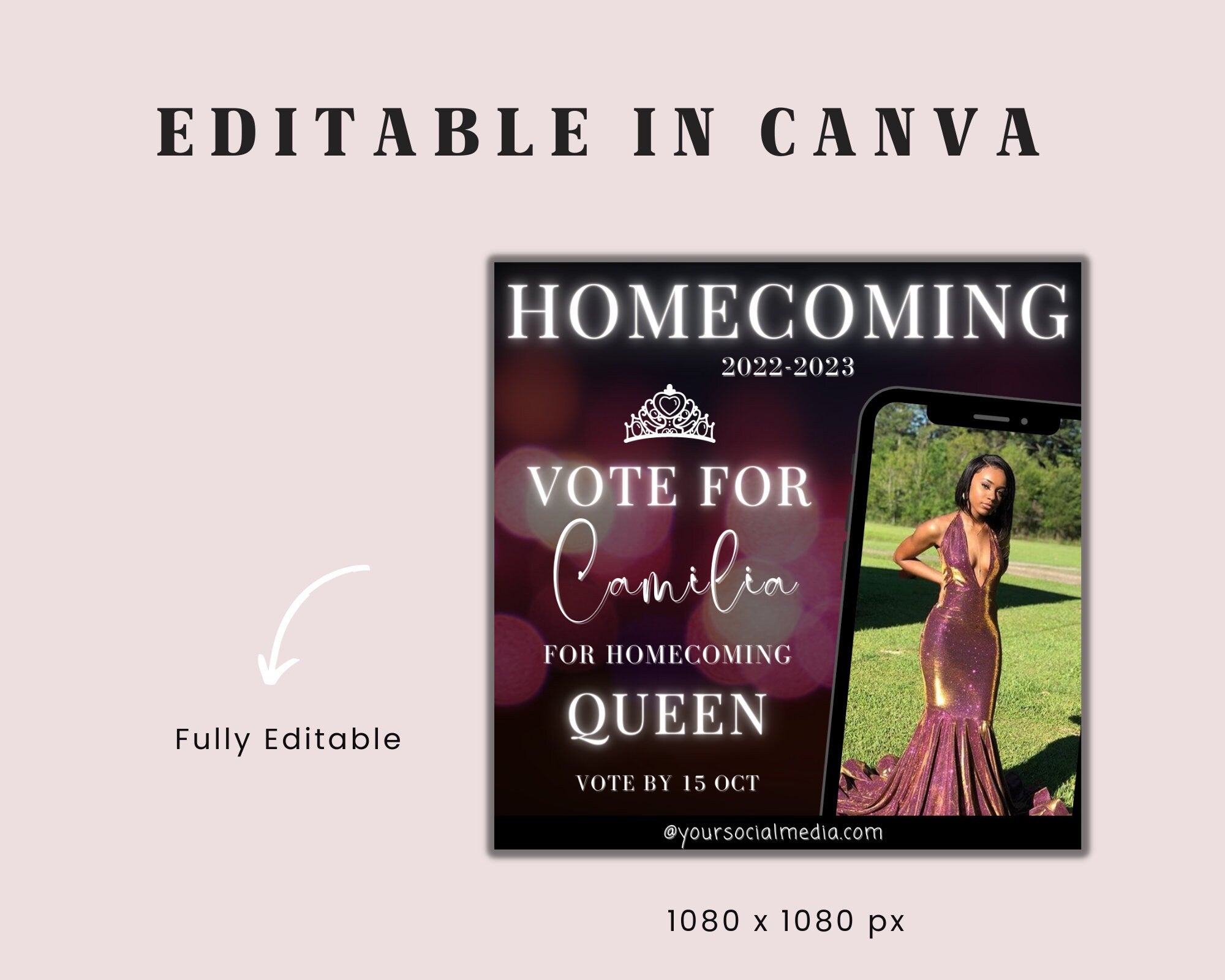 Vote Queen Flyer, Homecoming Court, Homecoming Flyer, Campaign Flyer, Election Flyer, Voting Flyer, Instagram Flyer, Beauty Flyer