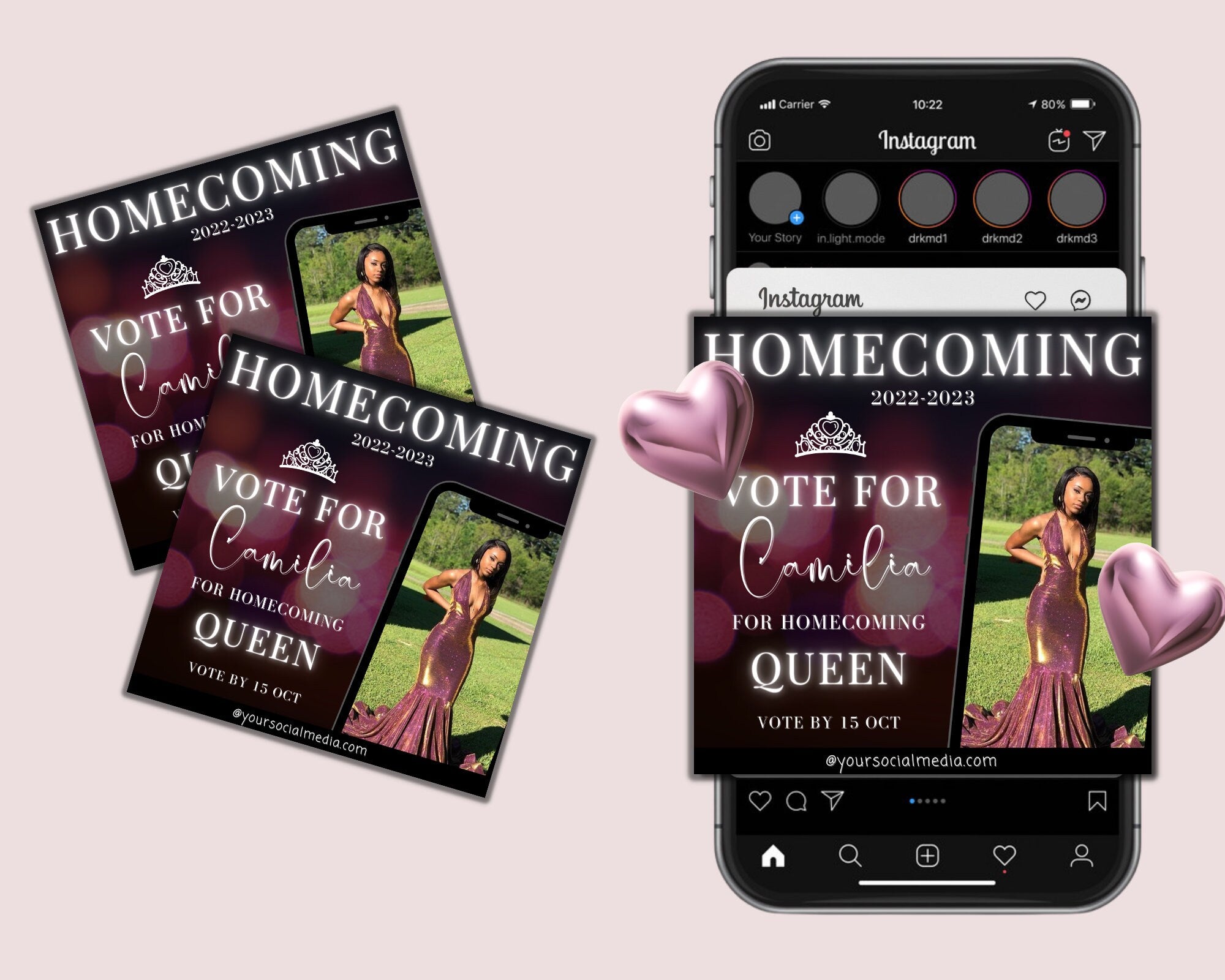 Vote Queen Flyer, Homecoming Court, Homecoming Flyer, Campaign Flyer, Election Flyer, Voting Flyer, Instagram Flyer, Beauty Flyer