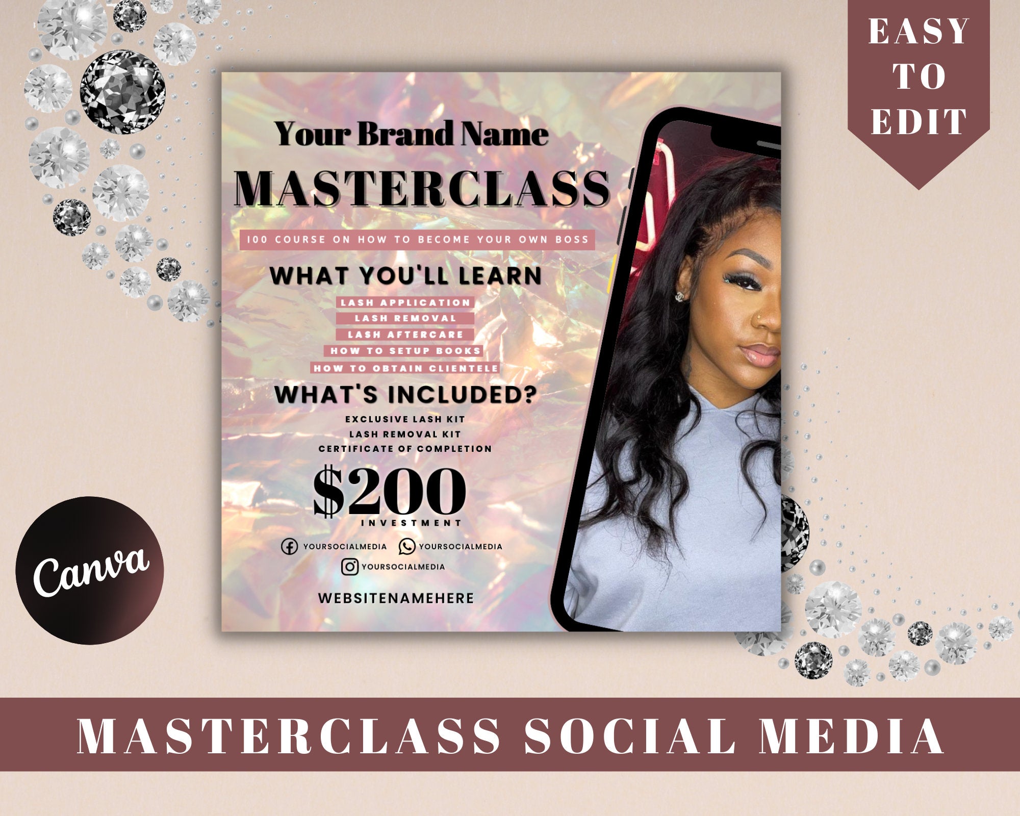 Masterclass Flyer, Diy Masterclass, Flyer Designs, Appointment Flyer, Masterclass Flyer, Masterclass Landing, Master Lash Class