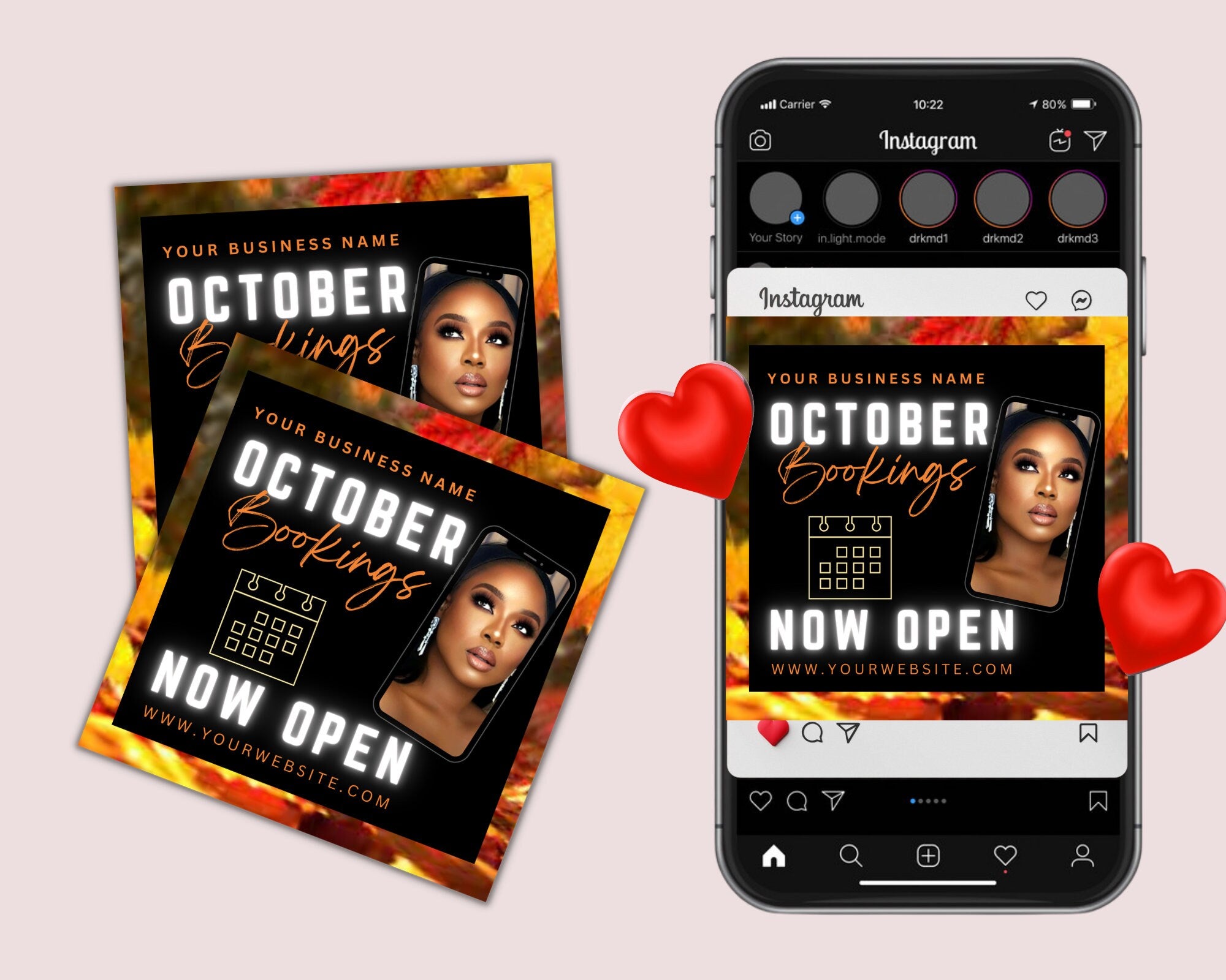 October Booking Flyer, Fall Booking Flyer, October Bookings Open, Fall Appointments Flyer, Fall Lash Hair Nails Braids Wigs Makeup Flyer