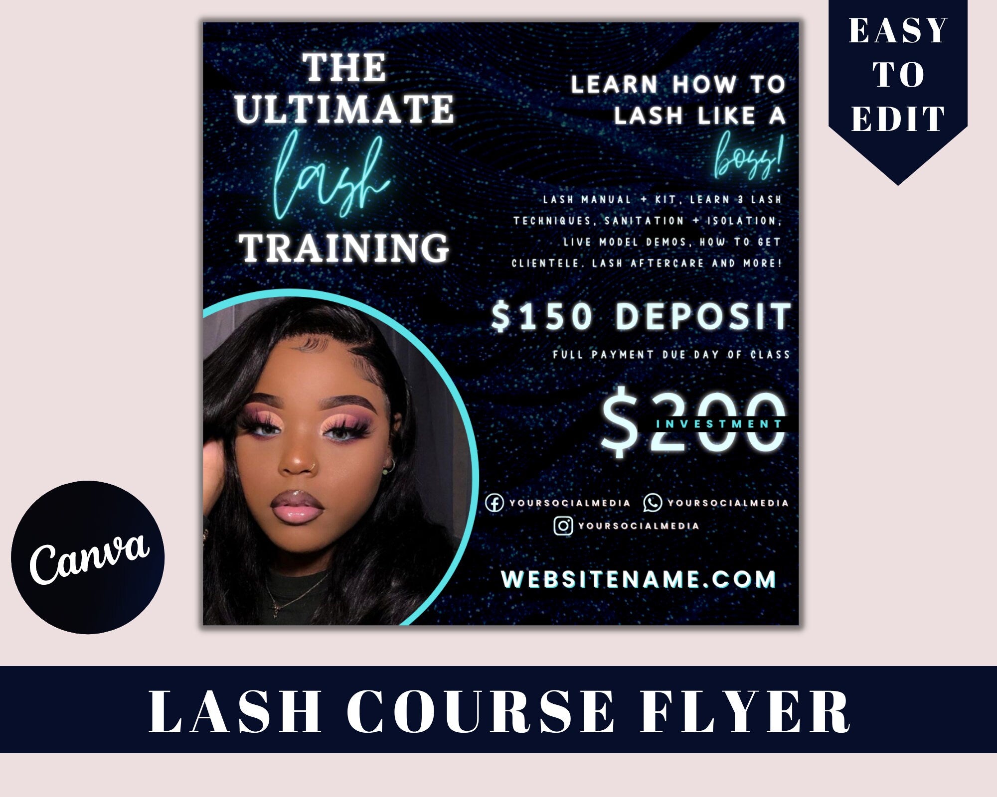 Lash Tech Flyer,Lash Training Class Flyer,Lash Course Flyer,minimal flyer,lash training,Course Flyer