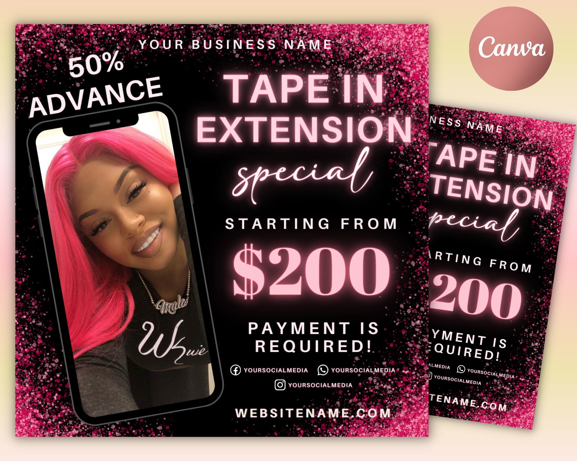 Tape In Hair Extension, Tape In Extension, Tape In Extension Flyer, Hair Flyer Fall, Diy Hair Flyer, Hair Extension Post, Tape In Flyer