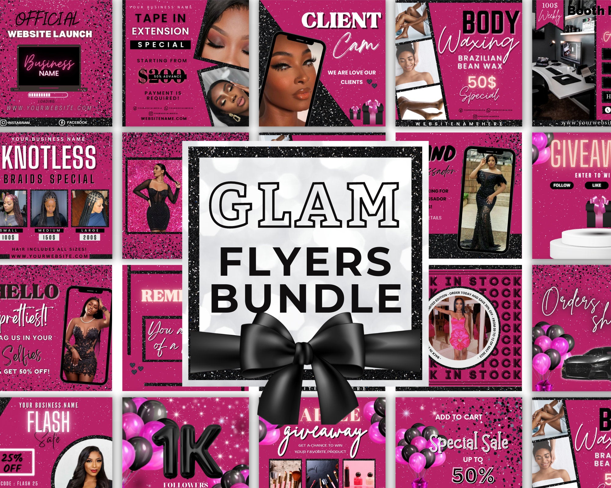 Social Media Flyer Bundle, Diy Flyer Template Design, Hair Flyers, Beauty Sales Flyers, Lash & Boutique Flyers, Instagram Business Flyer