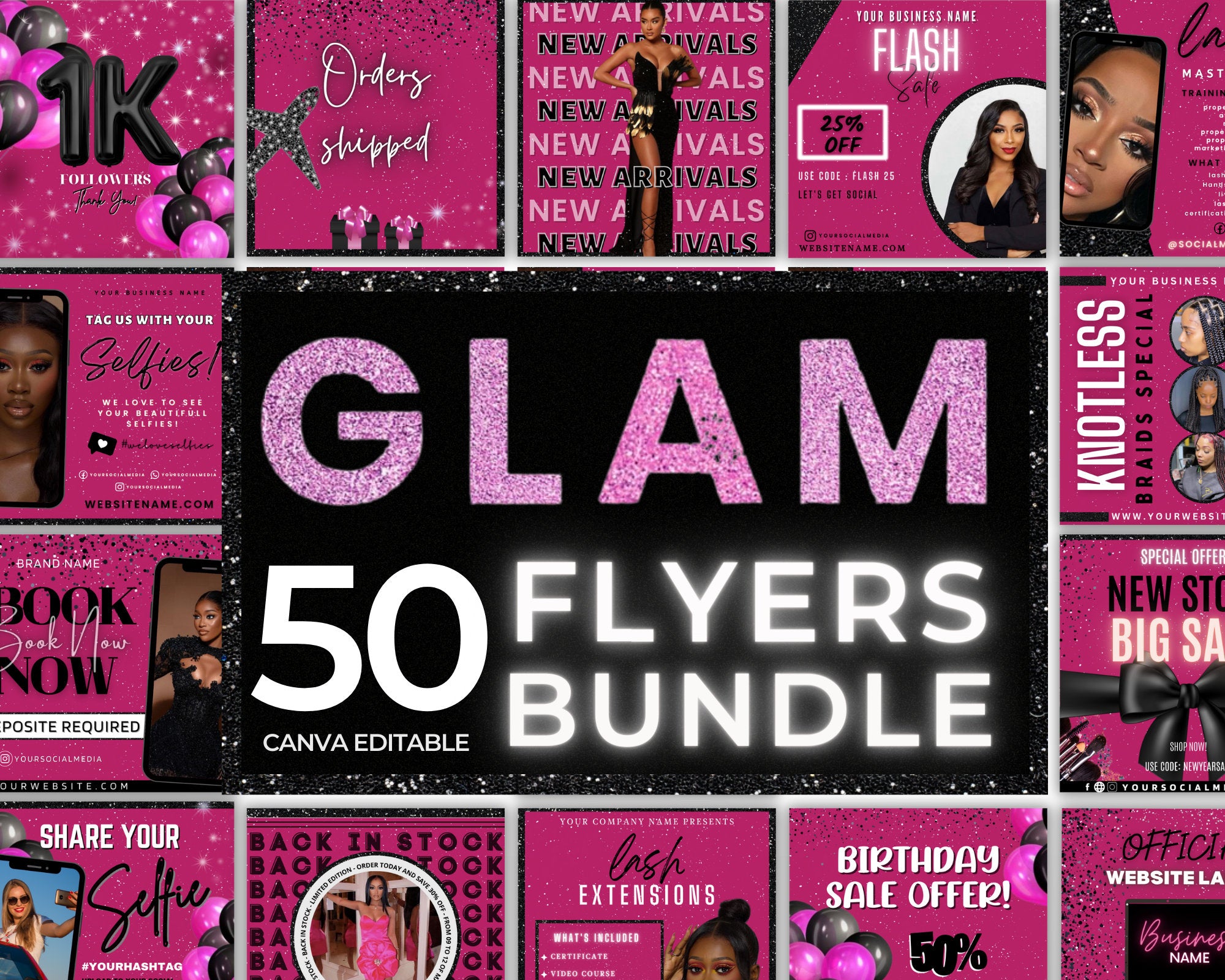 Social Media Flyer Bundle, Diy Flyer Template Design, Hair Flyers, Beauty Sales Flyers, Lash & Boutique Flyers, Instagram Business Flyer