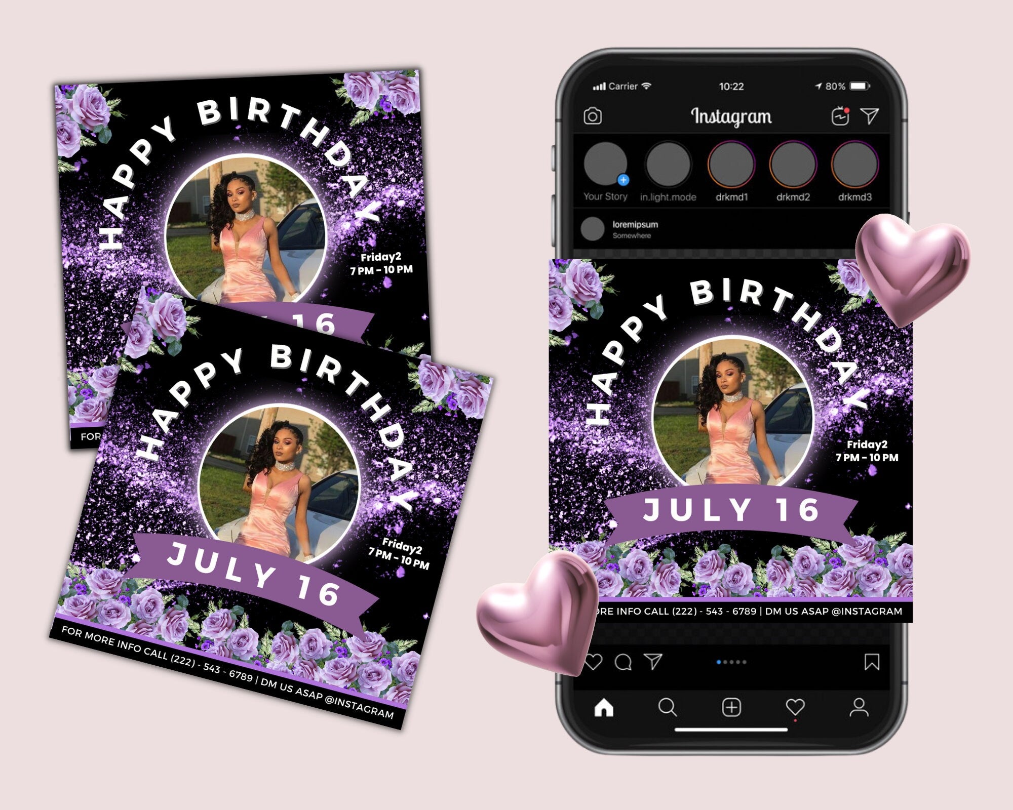 Happy Birthday Flyer, Editable Birthday Flyer, Birthday Girl Invitation, Birthday Invite Template, Birthday Party, Birthday Dinner