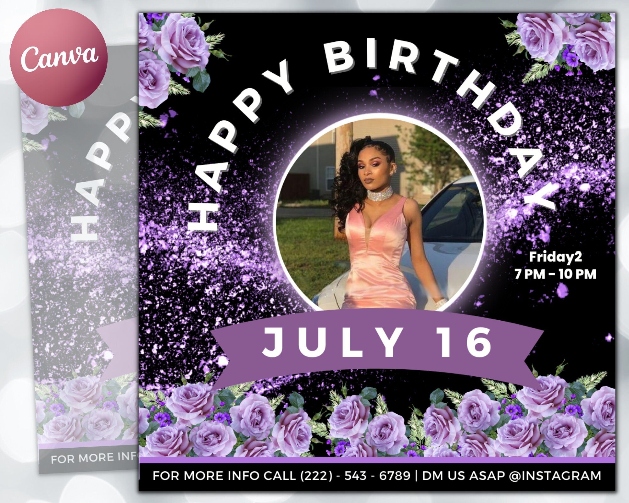 Happy Birthday Flyer, Editable Birthday Flyer, Birthday Girl Invitation, Birthday Invite Template, Birthday Party, Birthday Dinner