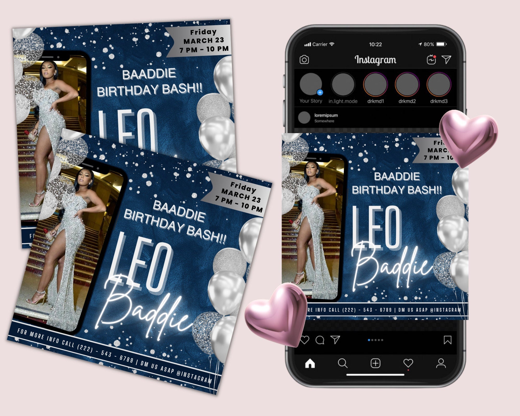 Leo Birthday Flyer, Birthday Template, Birthday Girl, Party Flyer, Celebration Flyer, Birthday Event, Birthday Invite, Canva Flyer Template