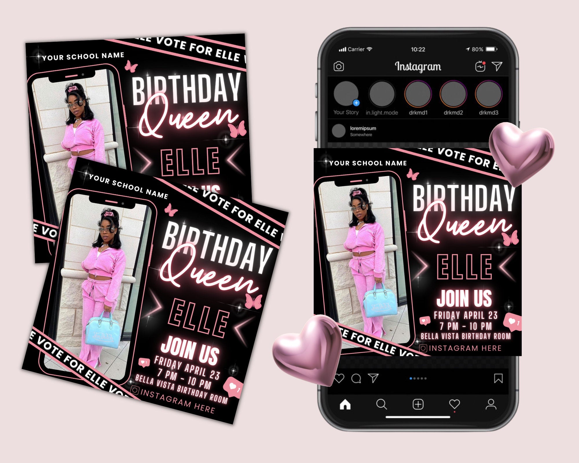 Birthday Celebration Flyer Platinum Template | DIY Bday Invitation RSVP Boutique Hair Lash Nails Social Media Instagram Editable Canva Flyer