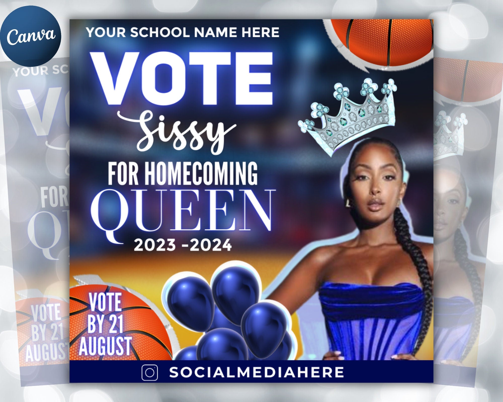 Vote Homecoming Queen Flyer, Homecoming Flyer, Campaign Flyer, Class Campaign Flyer, Election Flyer Prom Queen Flyer | DIY Editable Template