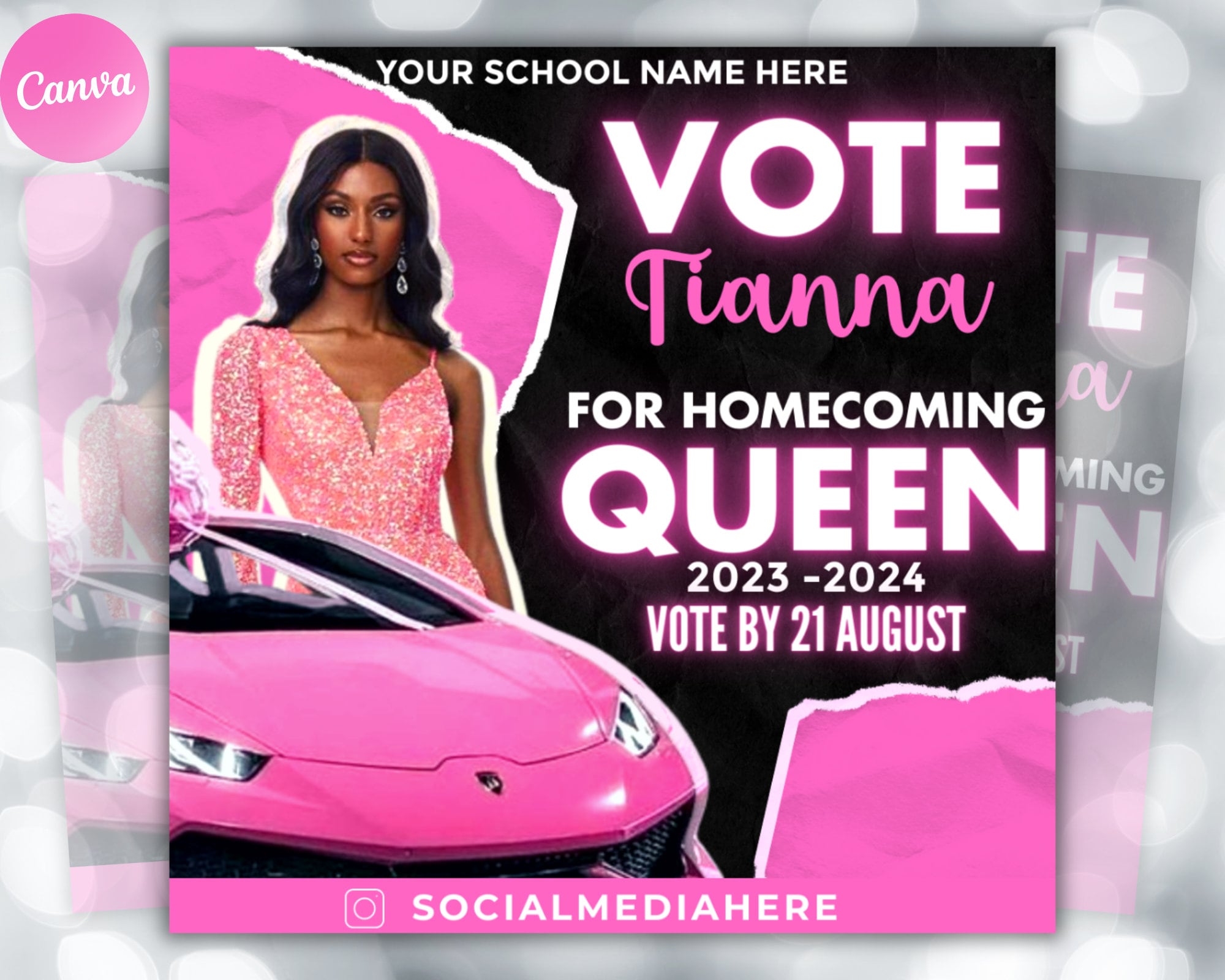 Vote Homecoming Queen Flyer, Homecoming Flyer, Campaign Flyer, Class Campaign Flyer, Election Flyer Prom Queen Flyer | DIY Editable Template