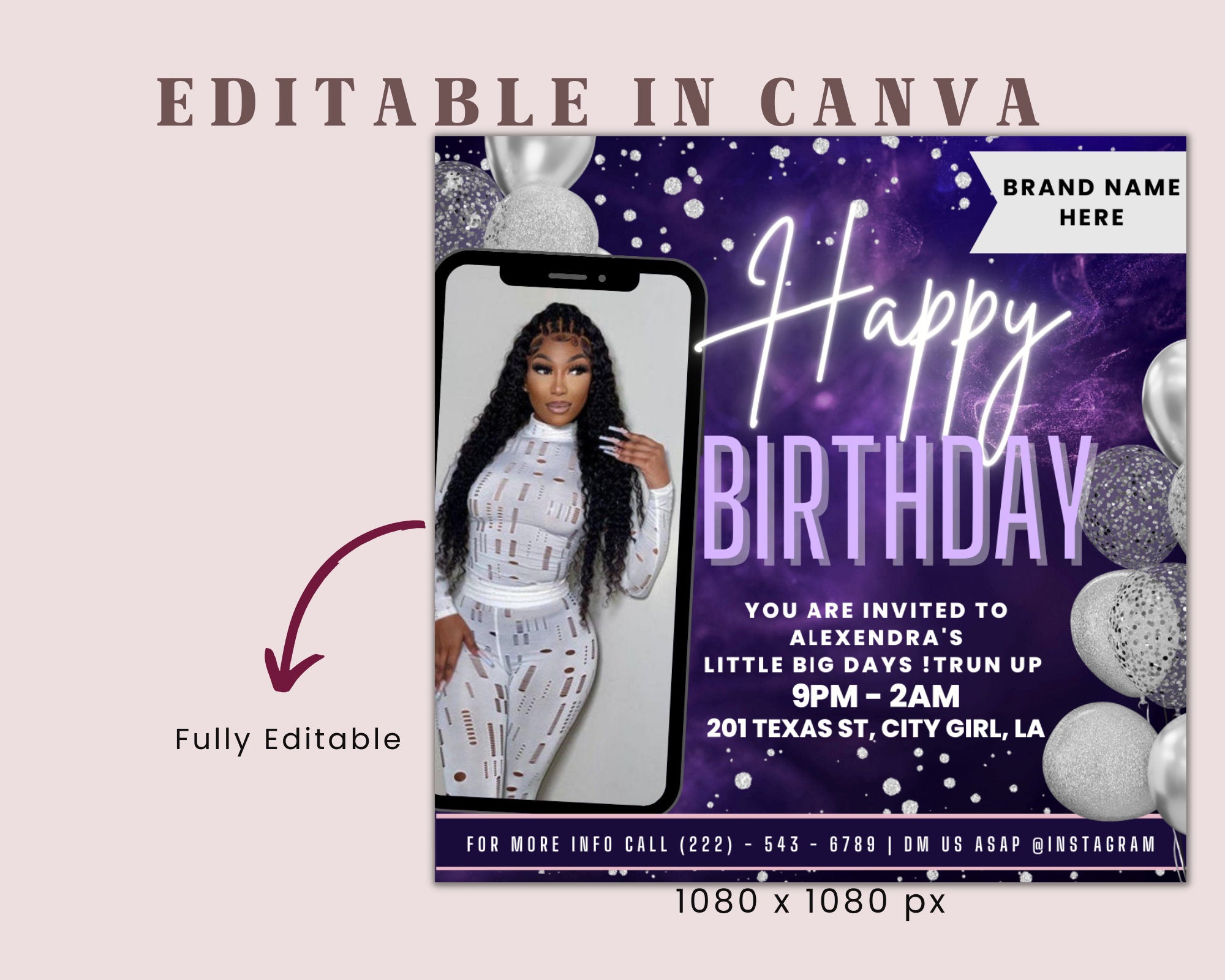 Birthday Flyer, Birthday Girl Invitation, Happy Birthday Flyer, Birthday Party Invitation, Birthday Flyer Girl, Birthday Party Invite