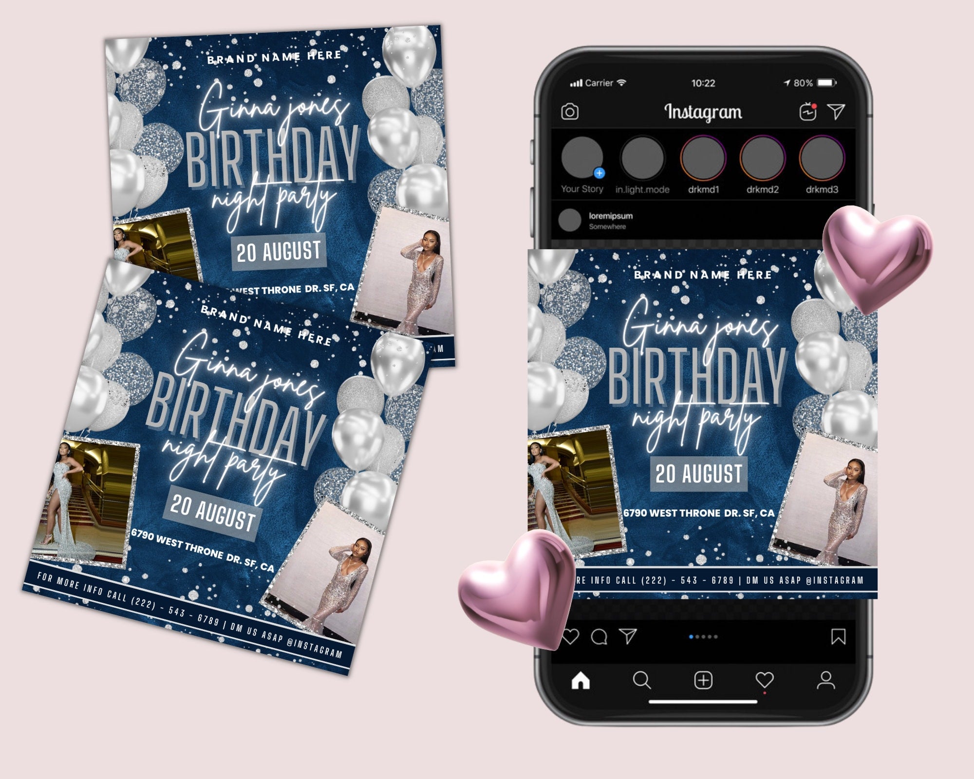 Birthday Celebration Flyer Template Birthday Flyer Girl, Birthday Flyer, | DIY Bday Invitation Hair Lash Nails Editable Canva Flyer