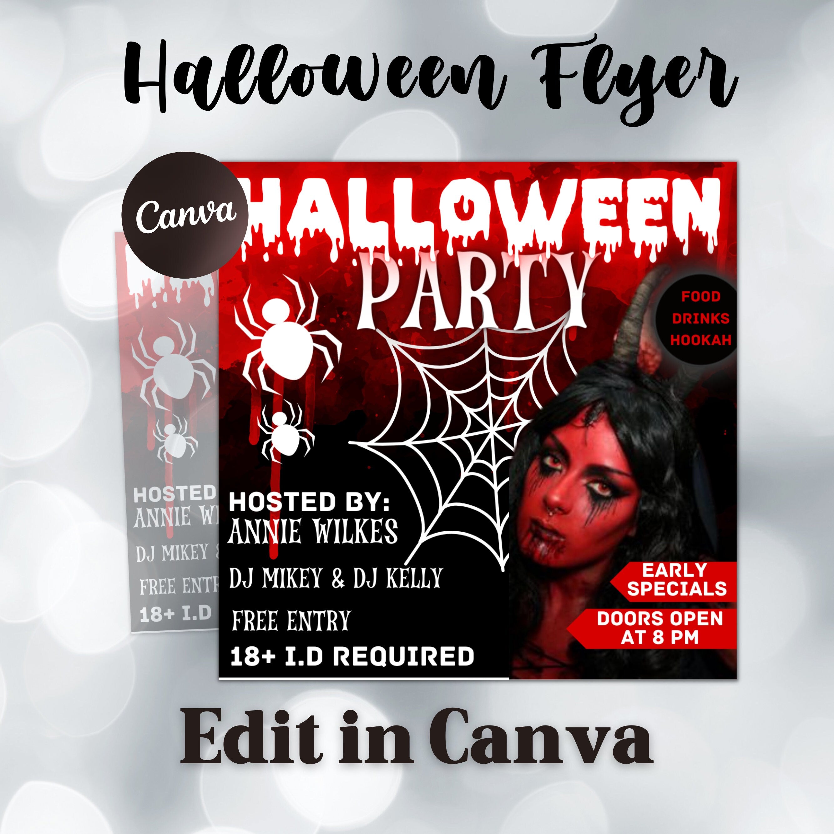 Halloween Flyer, Social Media Flyer, Editable Halloween Party Invitation, DIY Canva Template, Halloween Party Flyer Canva