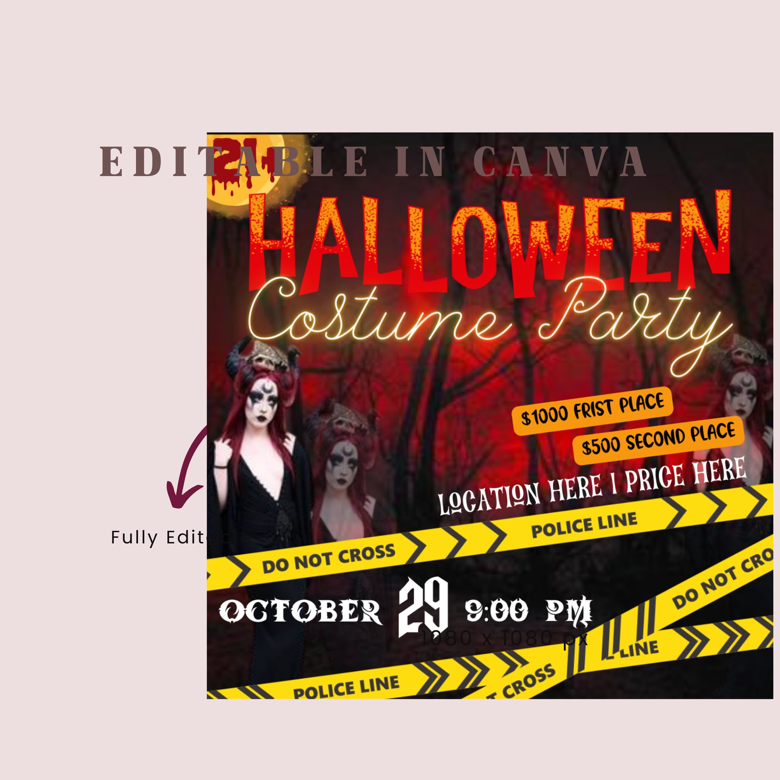 Halloween Flyer, Social Media Flyer, Editable Halloween Party Invitation, DIY Canva Template, Halloween Party Flyer Canva