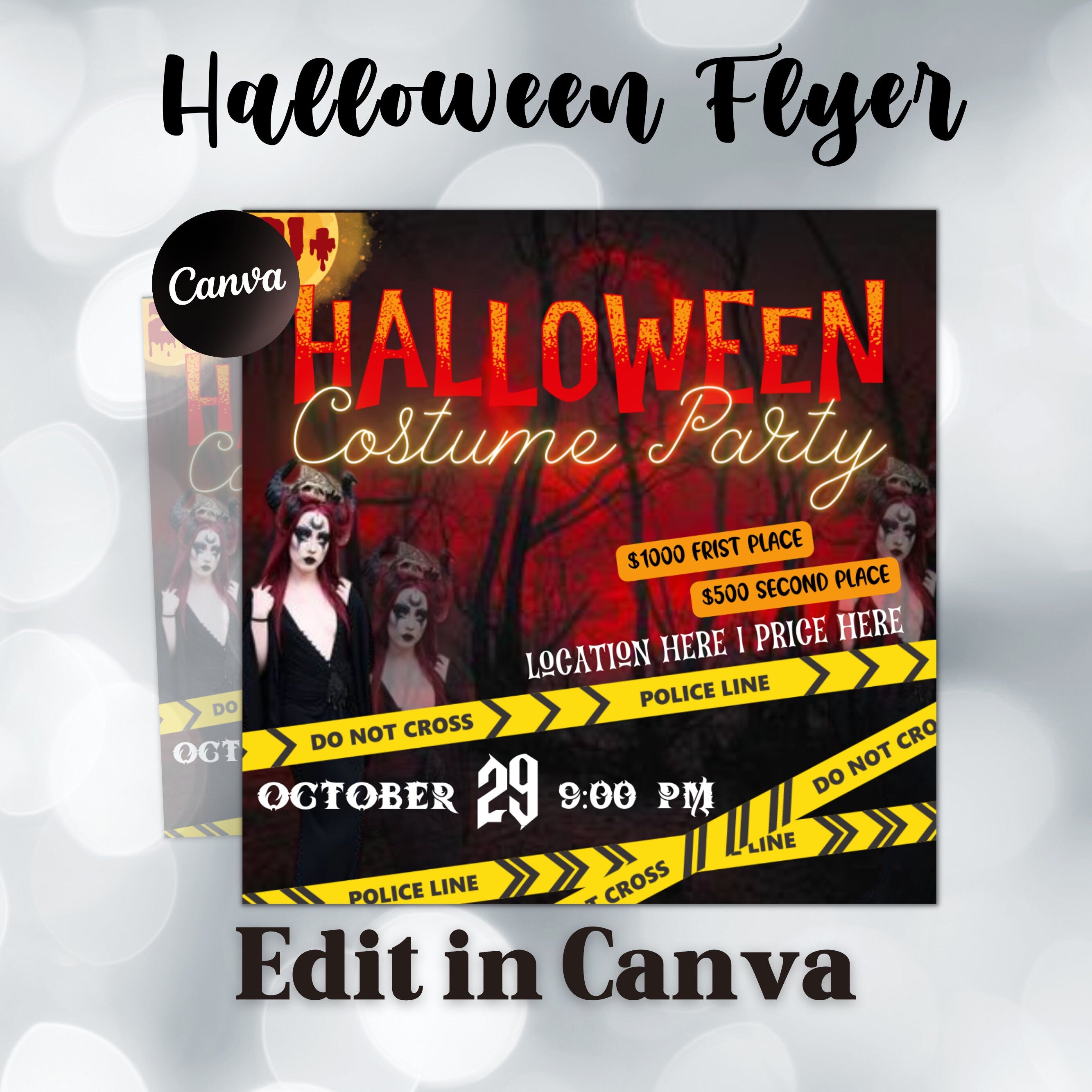 Halloween Flyer, Social Media Flyer, Editable Halloween Party Invitation, DIY Canva Template, Halloween Party Flyer Canva