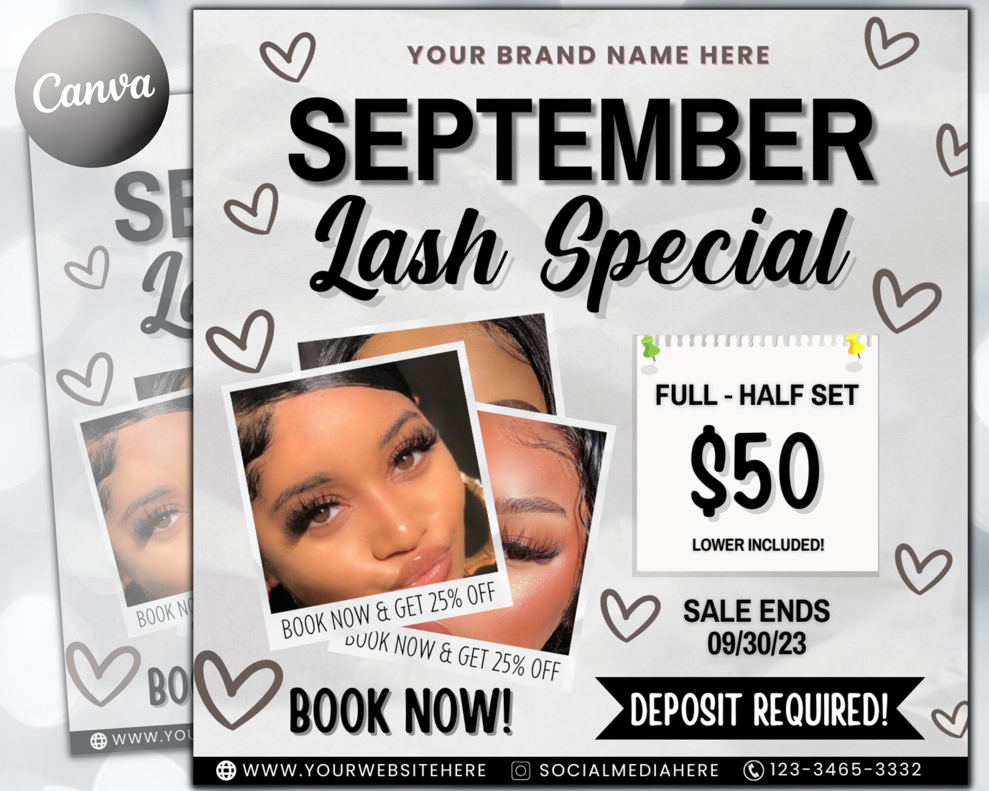 September Bookings Flyers, September Lash Special Flyer, Lash Flyer, Editable Booking Flyer Template, Social Media Flyer, Book Now Flyer