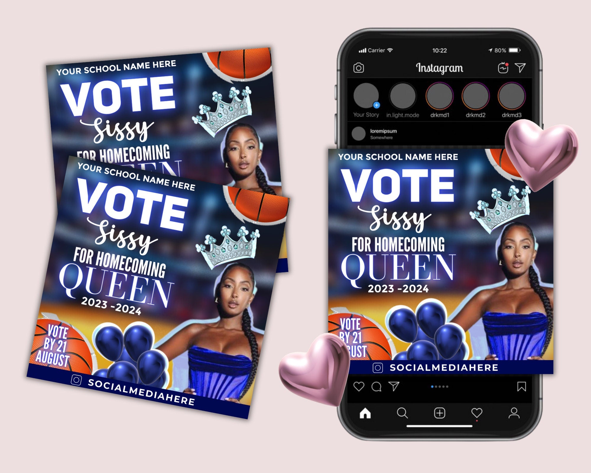 Vote Homecoming Queen Flyer, Homecoming Flyer, Campaign Flyer, Class Campaign Flyer, Election Flyer Prom Queen Flyer | DIY Editable Template