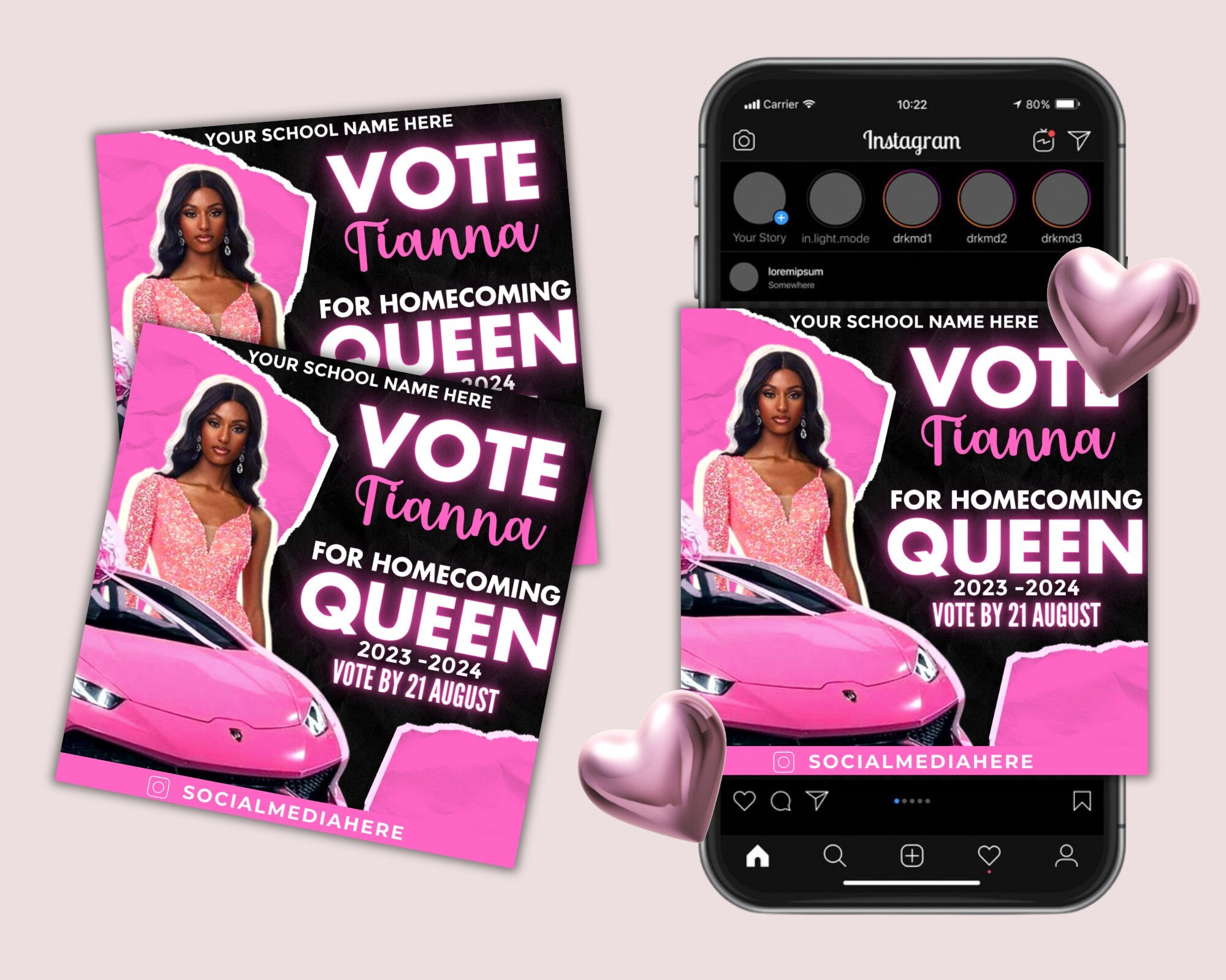 Vote Homecoming Queen Flyer, Homecoming Flyer, Campaign Flyer, Class Campaign Flyer, Election Flyer Prom Queen Flyer | DIY Editable Template