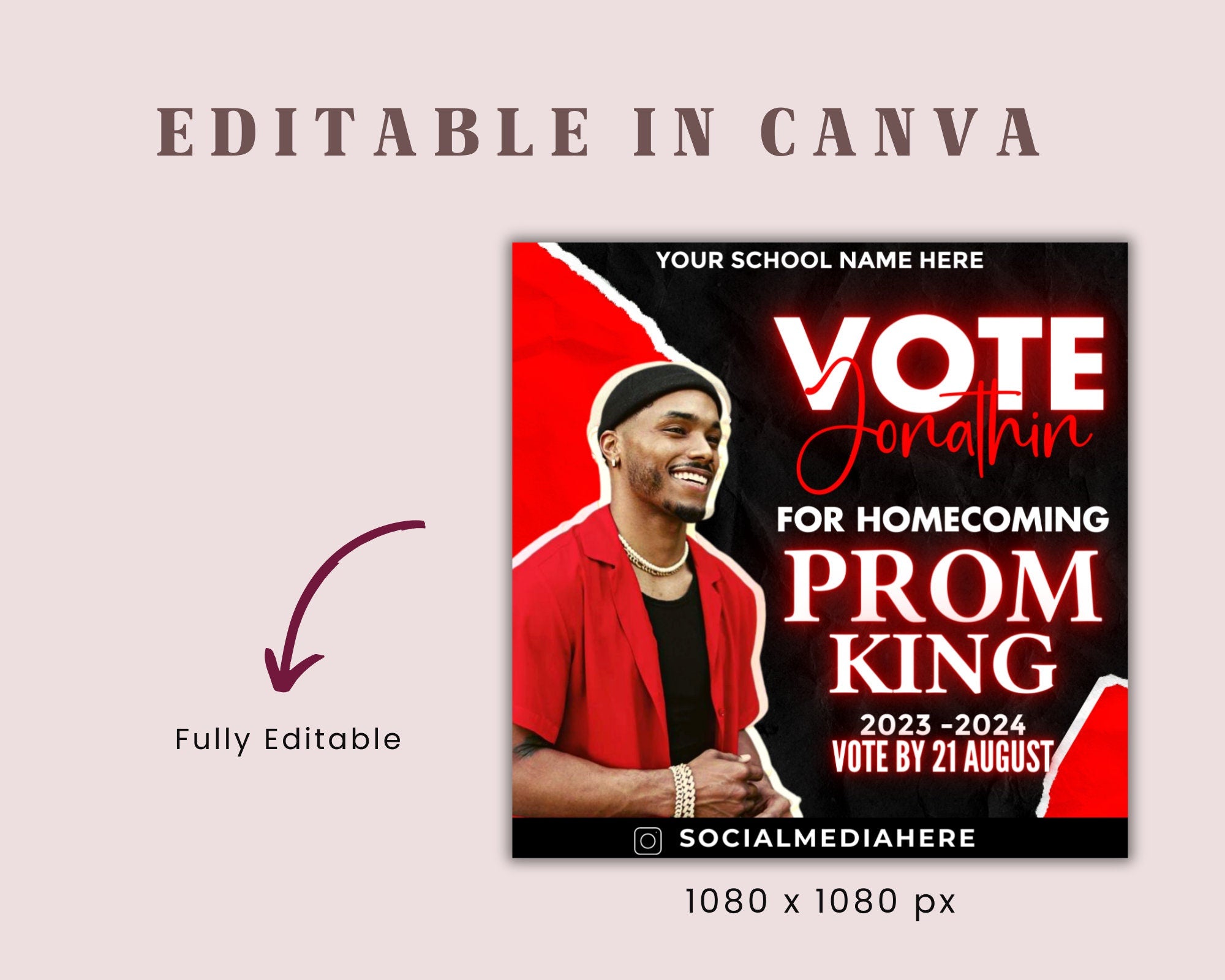 Vote Homecoming Queen Flyer, Homecoming Flyer, Campaign Flyer, Class Campaign Flyer, Election Flyer Prom Queen Flyer | DIY Editable Template