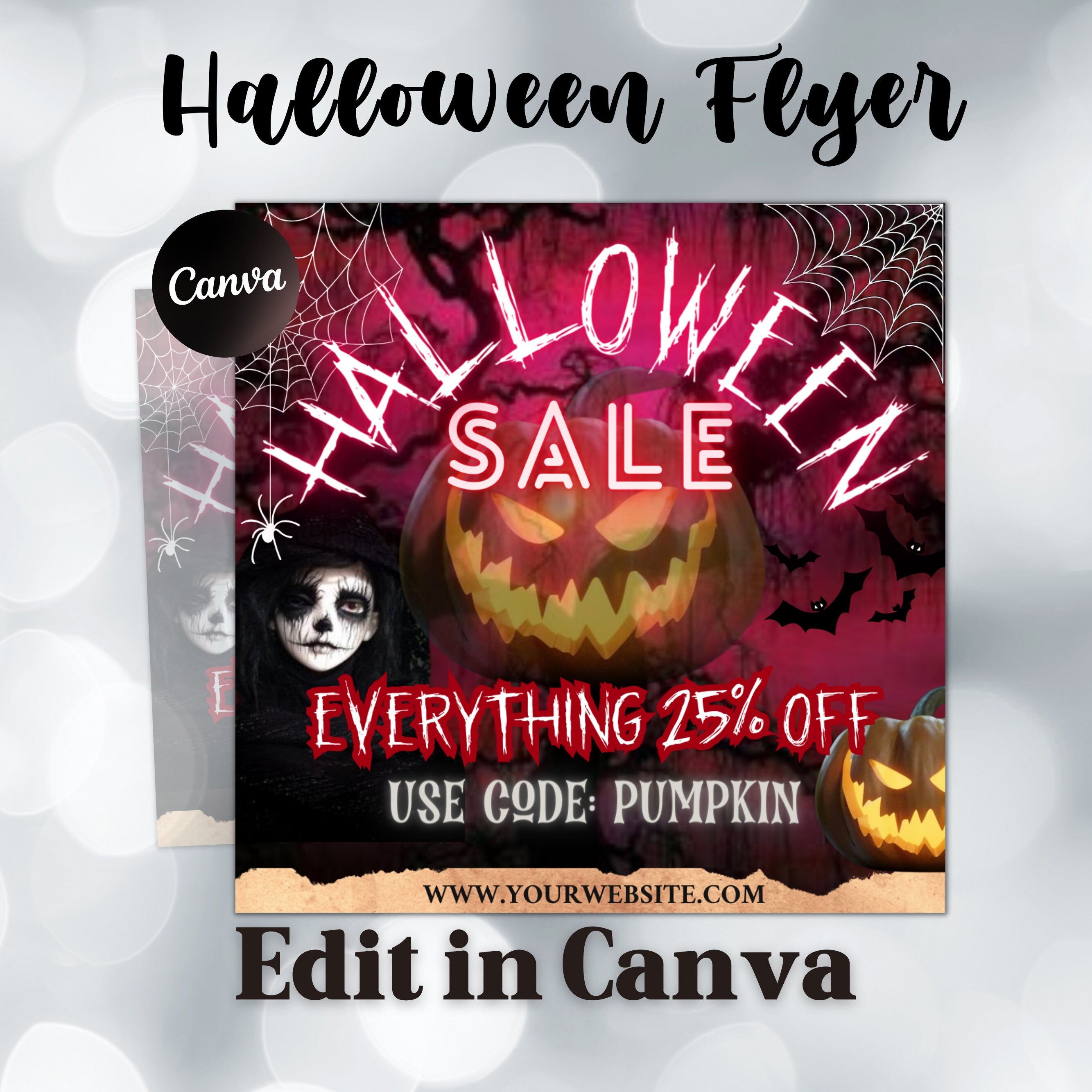 Halloween Flyer, Social Media Flyer, Editable Halloween Party Invitation, DIY Canva Template, Halloween Party Flyer Canva