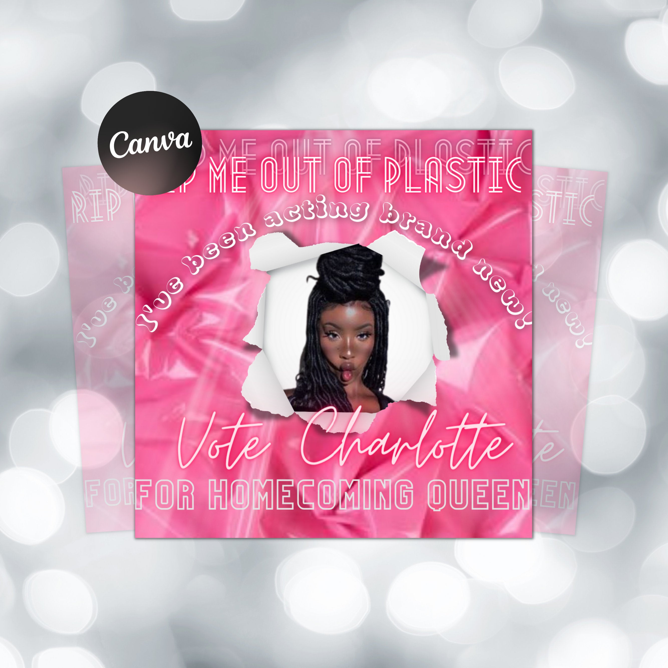 Homecoming Queen Campaign Flyer | DIY Vote for Me Election High School Beauty Social Media Instagram Snapchat Editable Canva Template