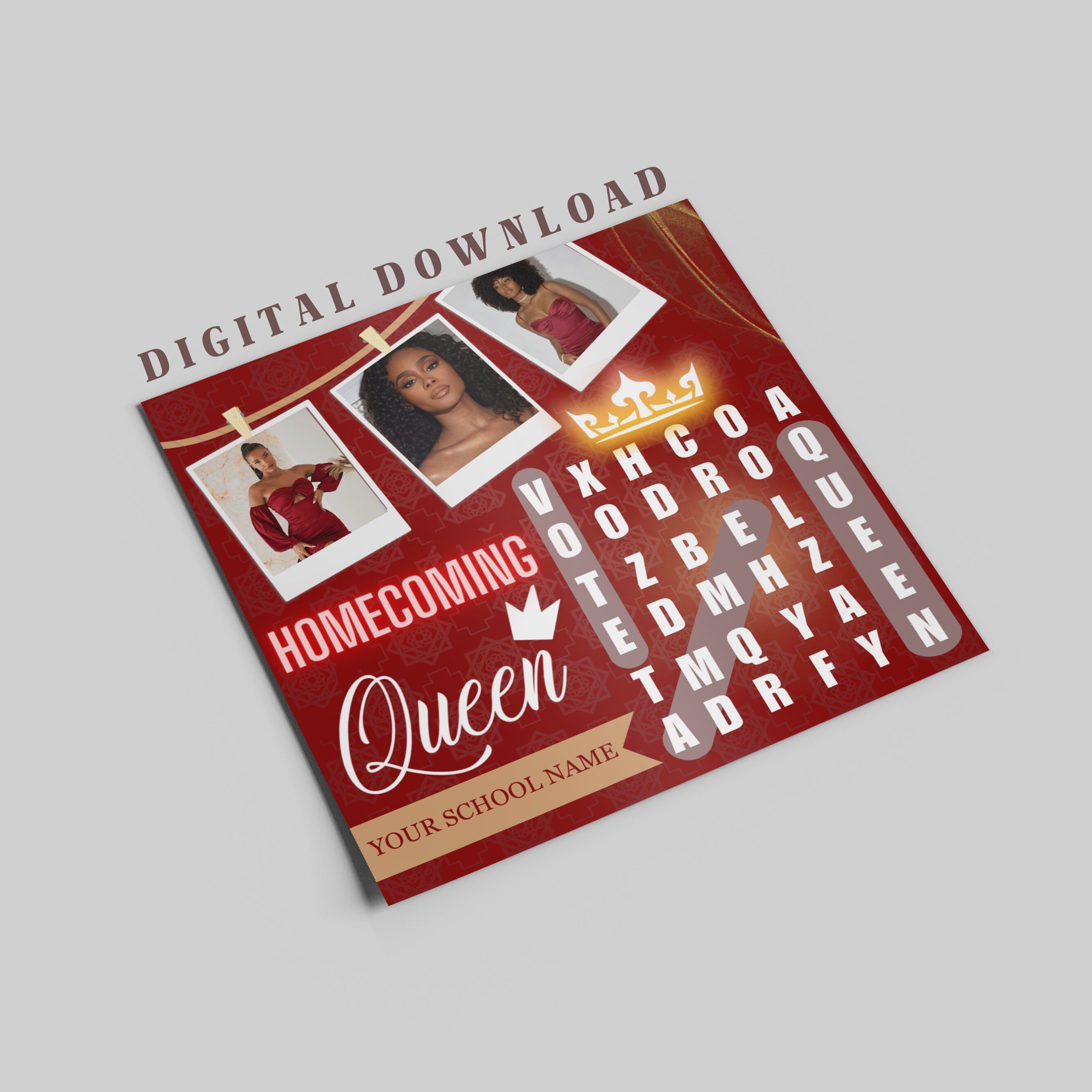 Homecoming Queen Campaign Flyer | DIY Vote for Me Election High School Beauty Social Media Instagram Snapchat Editable Canva Template