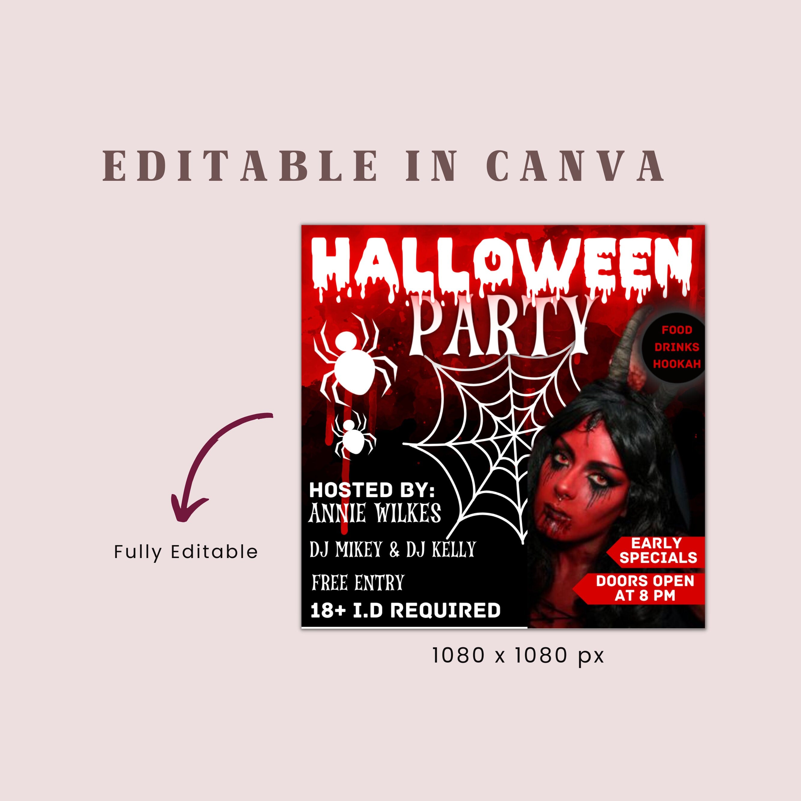 Halloween Flyer, Social Media Flyer, Editable Halloween Party Invitation, DIY Canva Template, Halloween Party Flyer Canva