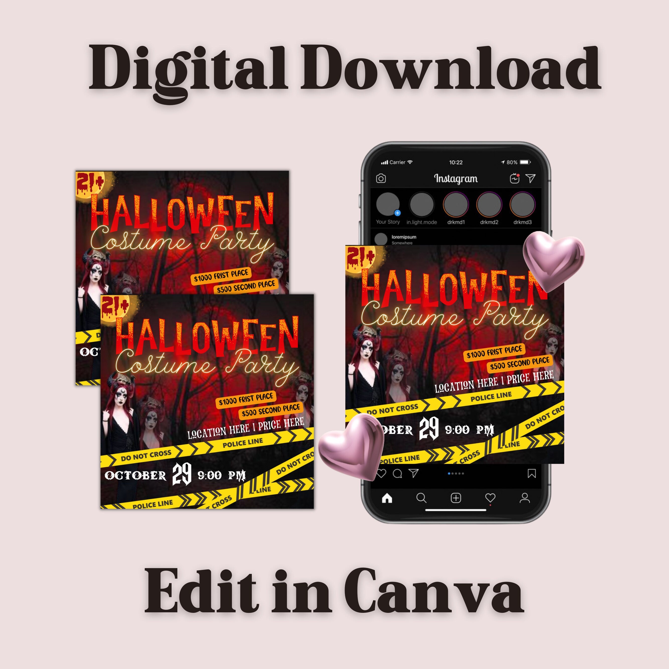 Halloween Flyer, Social Media Flyer, Editable Halloween Party Invitation, DIY Canva Template, Halloween Party Flyer Canva