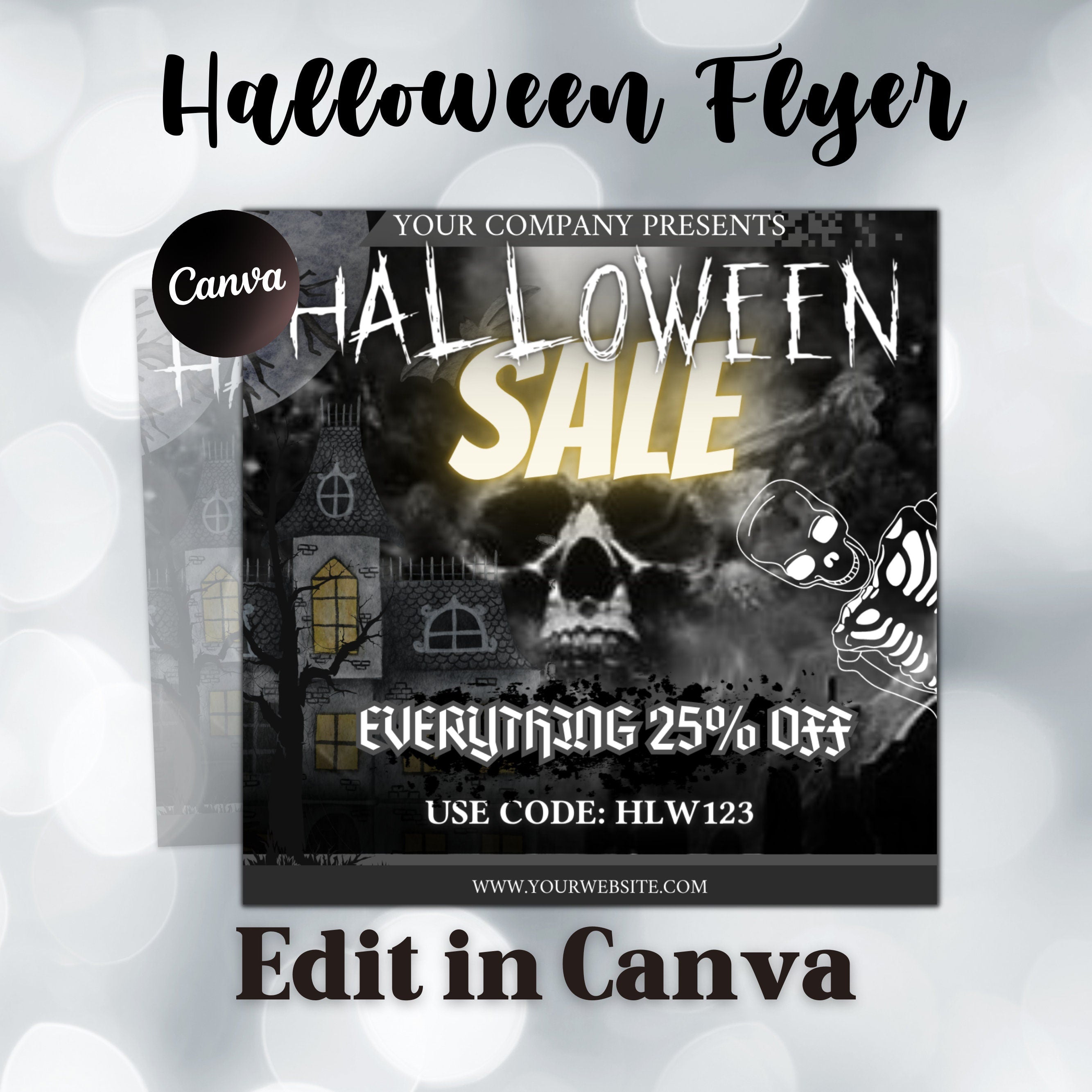 Halloween Flyer, Social Media Flyer, Editable Halloween Party Invitation, DIY Canva Template, Halloween Party Flyer Canva