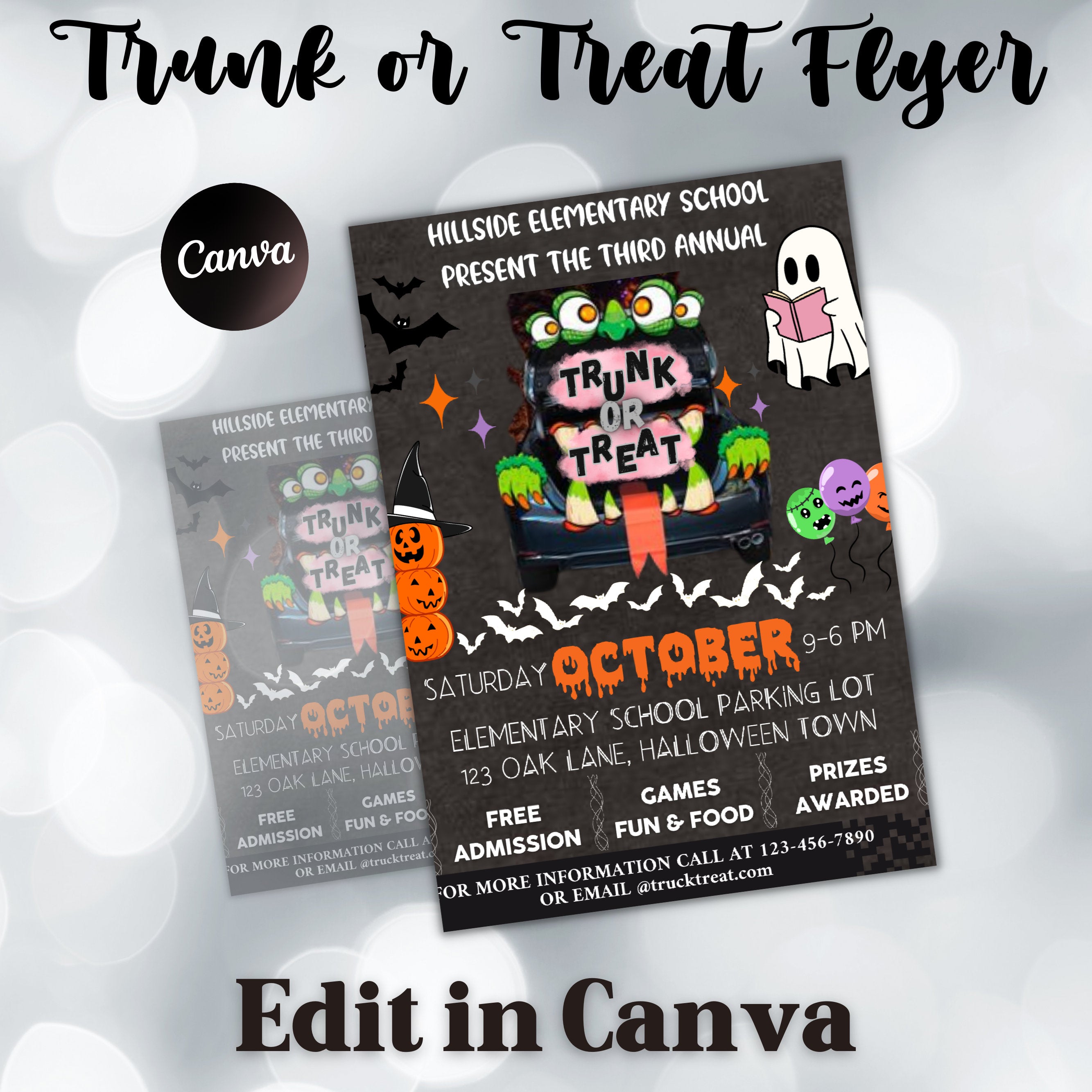 EDITABLE Trunk or Treat, Halloween Flyer, Trunk or Treat Invitation Printable Halloween Invitation, Community Event, Halloween Party Invite