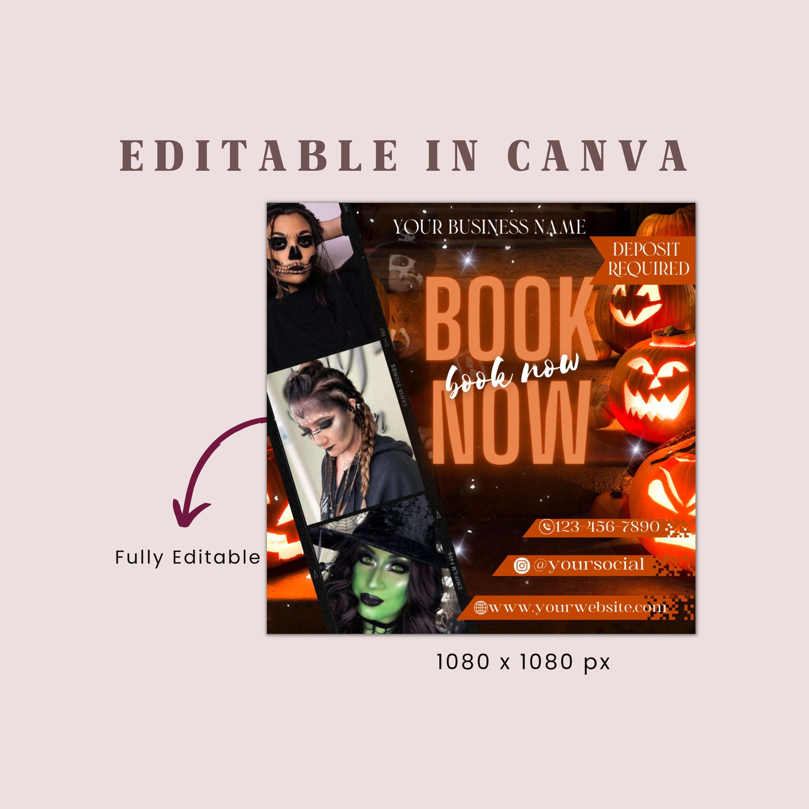 Halloween Booking Flyer, Appointment Flyer, Book Now Flyer, Halloween Flyer, Beauty Flyer, Social Media Flyer, Canva Flyer Template