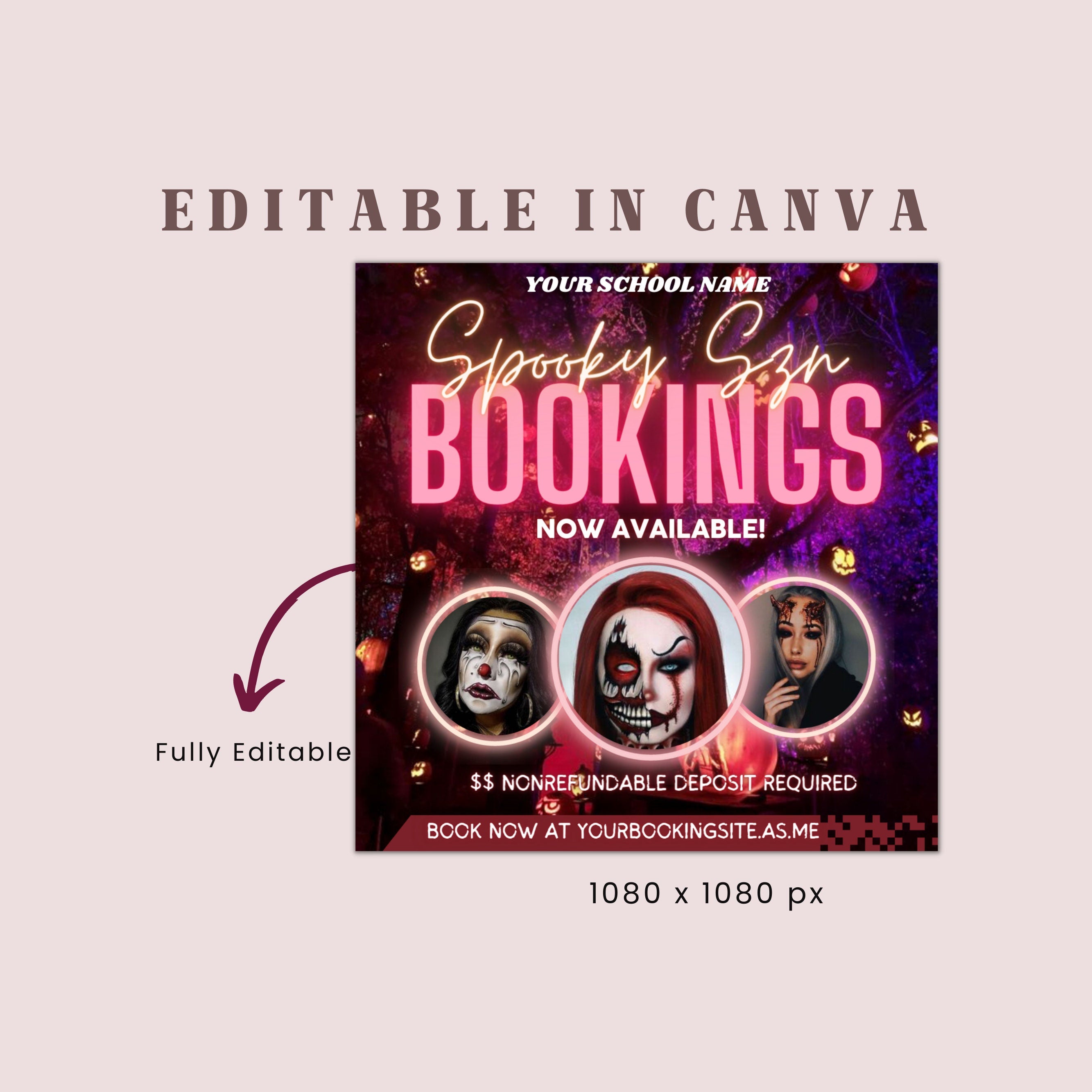 Halloween Booking Flyer, Appointment Flyer, Book Now Flyer, Halloween Flyer, Beauty Flyer, Social Media Flyer, Canva Flyer Template