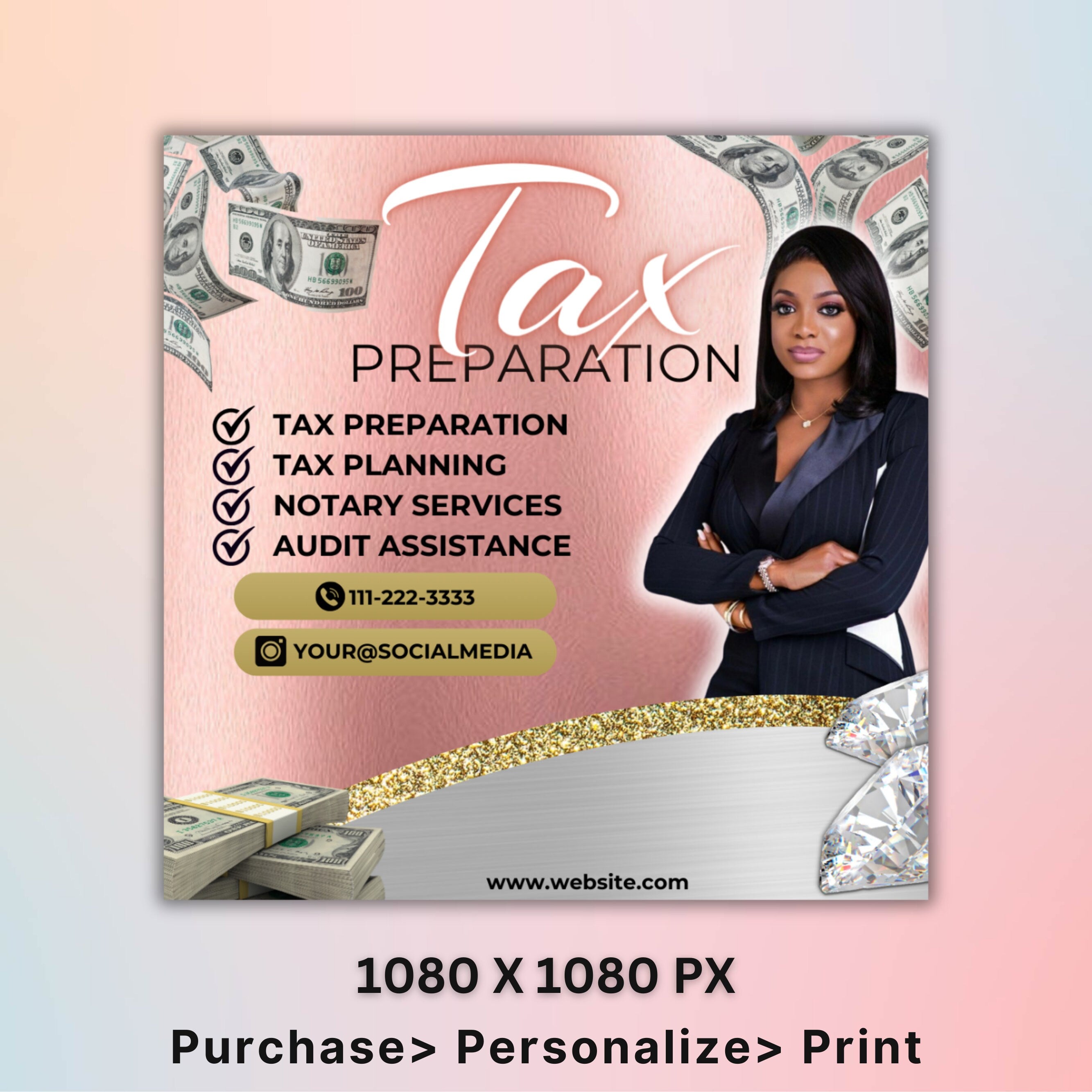 Tax Prep Flyer, Tax Prep Instagram, Tax Flyer Template, Preparation Flyers, Tax Prep Templates, Tax Preparation Post