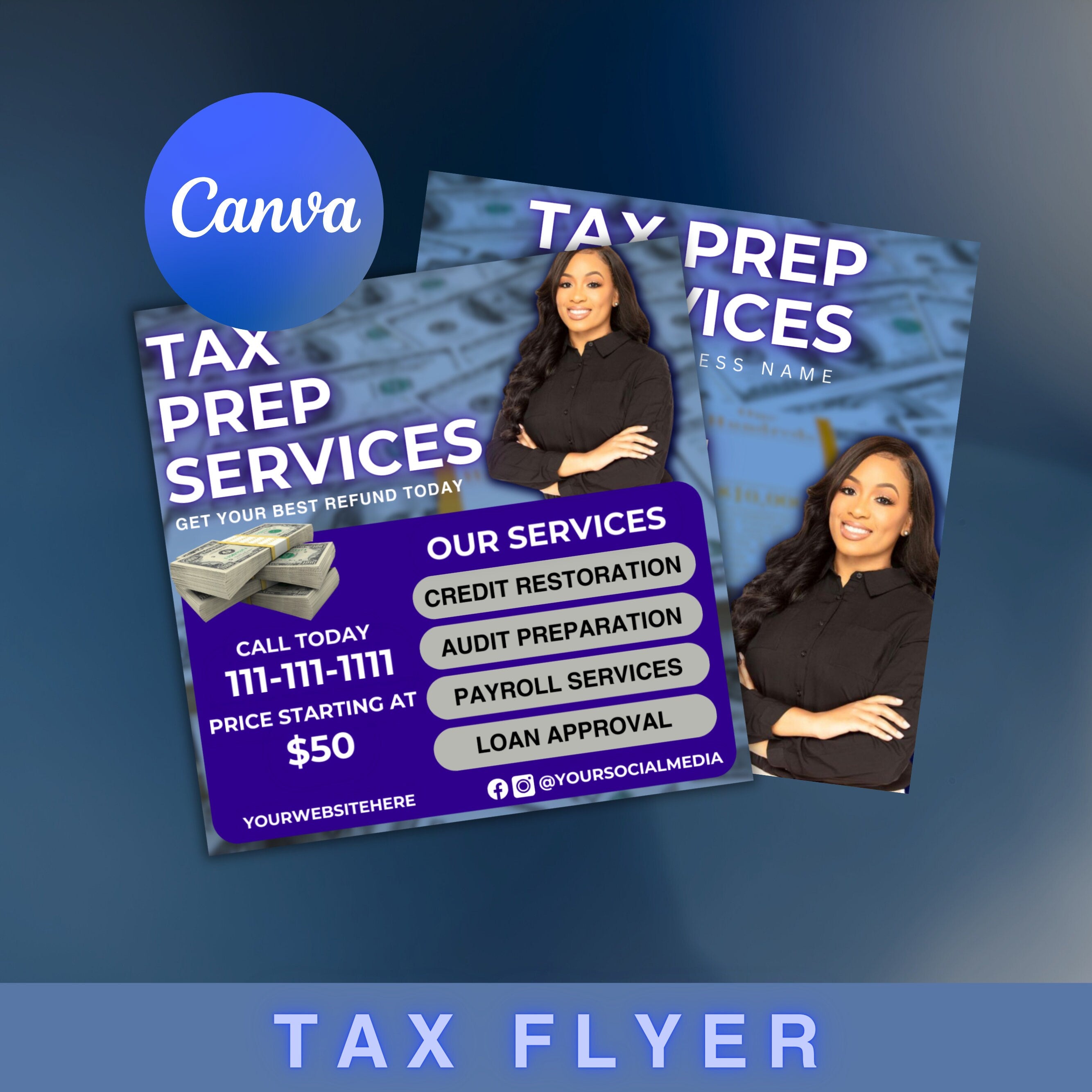 Tax Prep Flyer, Tax Prep Instagram, Tax Flyer Template, Preparation Flyers, Tax Prep Templates, Tax Preparation Post