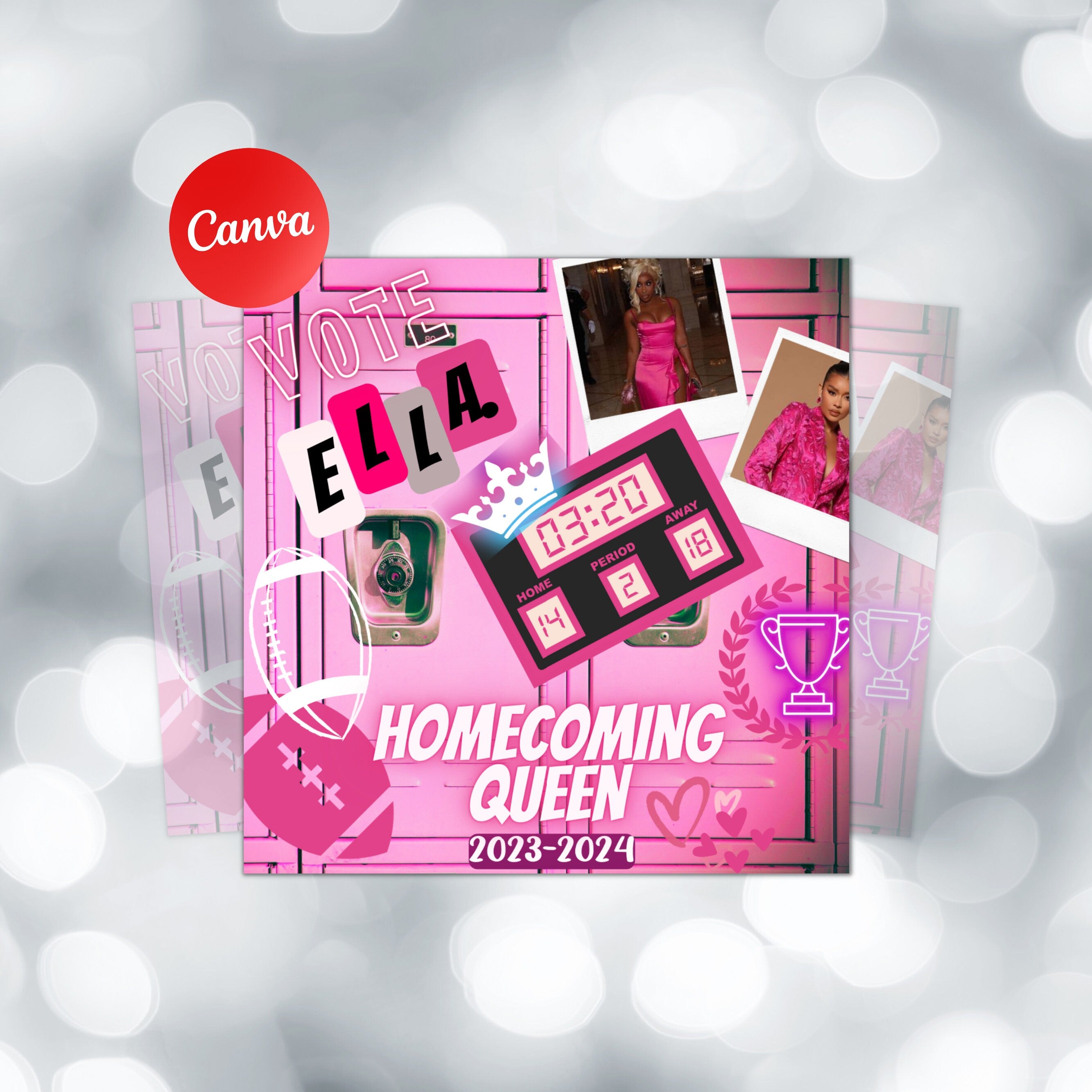 Homecoming Queen Campaign Flyer | DIY Vote for Me Election High School Beauty Social Media Instagram Snapchat Editable Canva Template