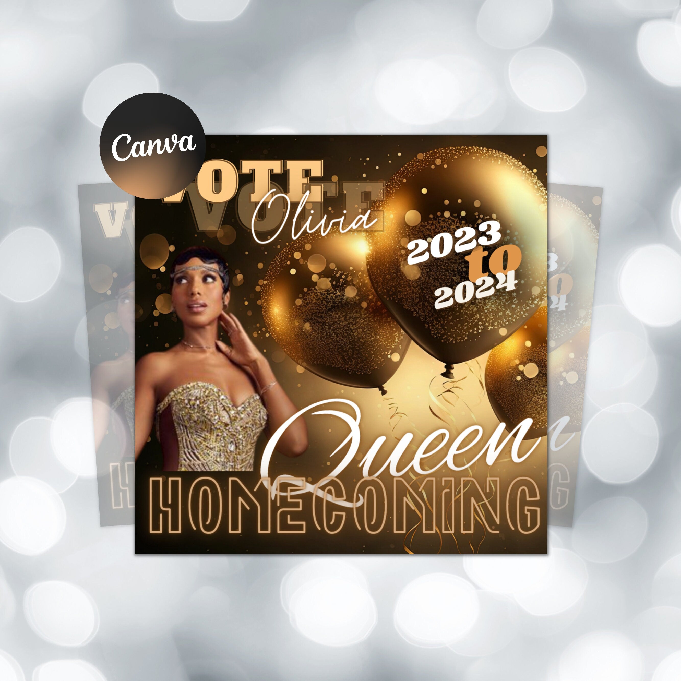 Homecoming Queen Campaign Flyer | DIY Vote for Me Election High School Beauty Social Media Instagram Snapchat Editable Canva Template