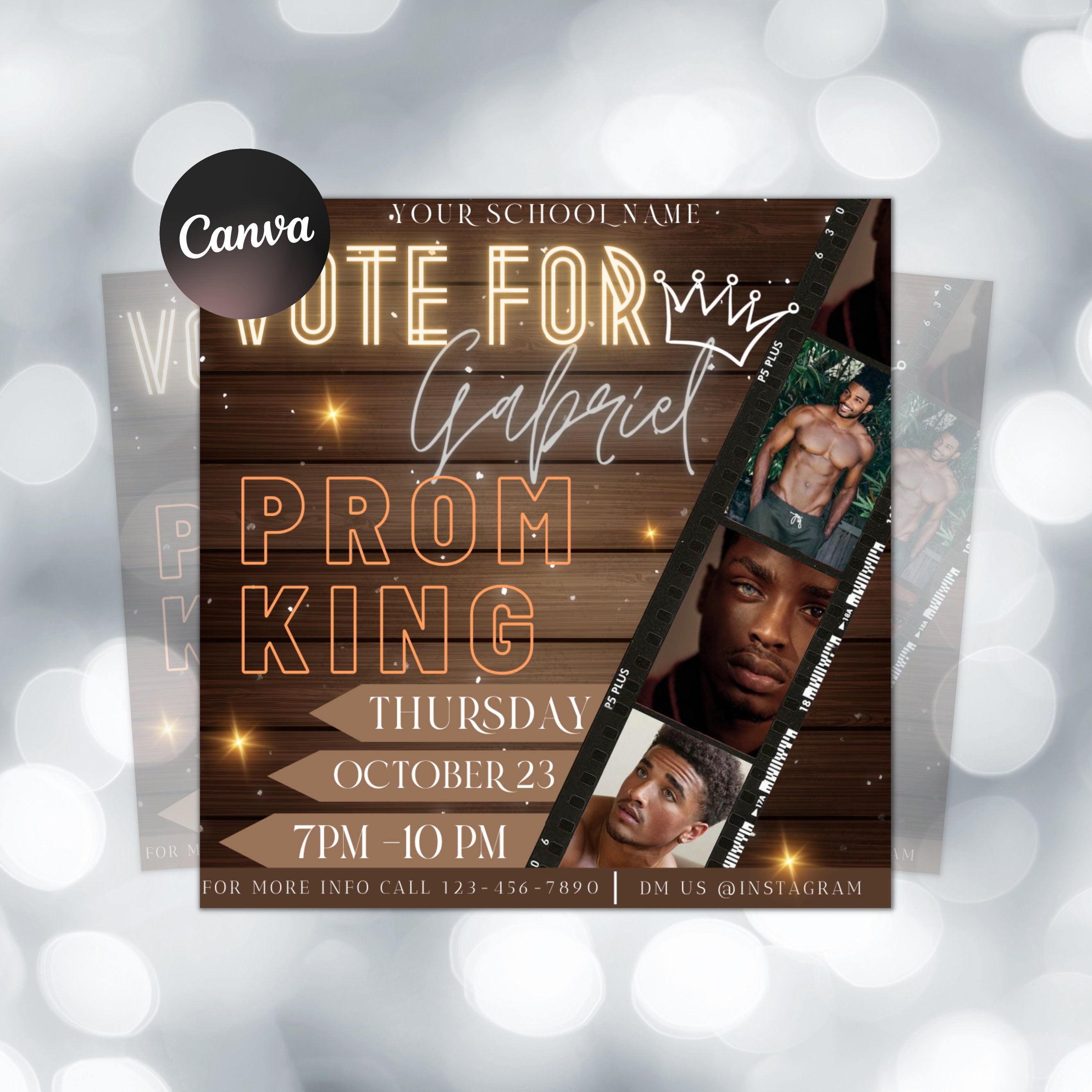 Homecoming Queen Campaign Flyer | DIY Vote for Me Election High School Beauty Social Media Instagram Snapchat Editable Canva Template