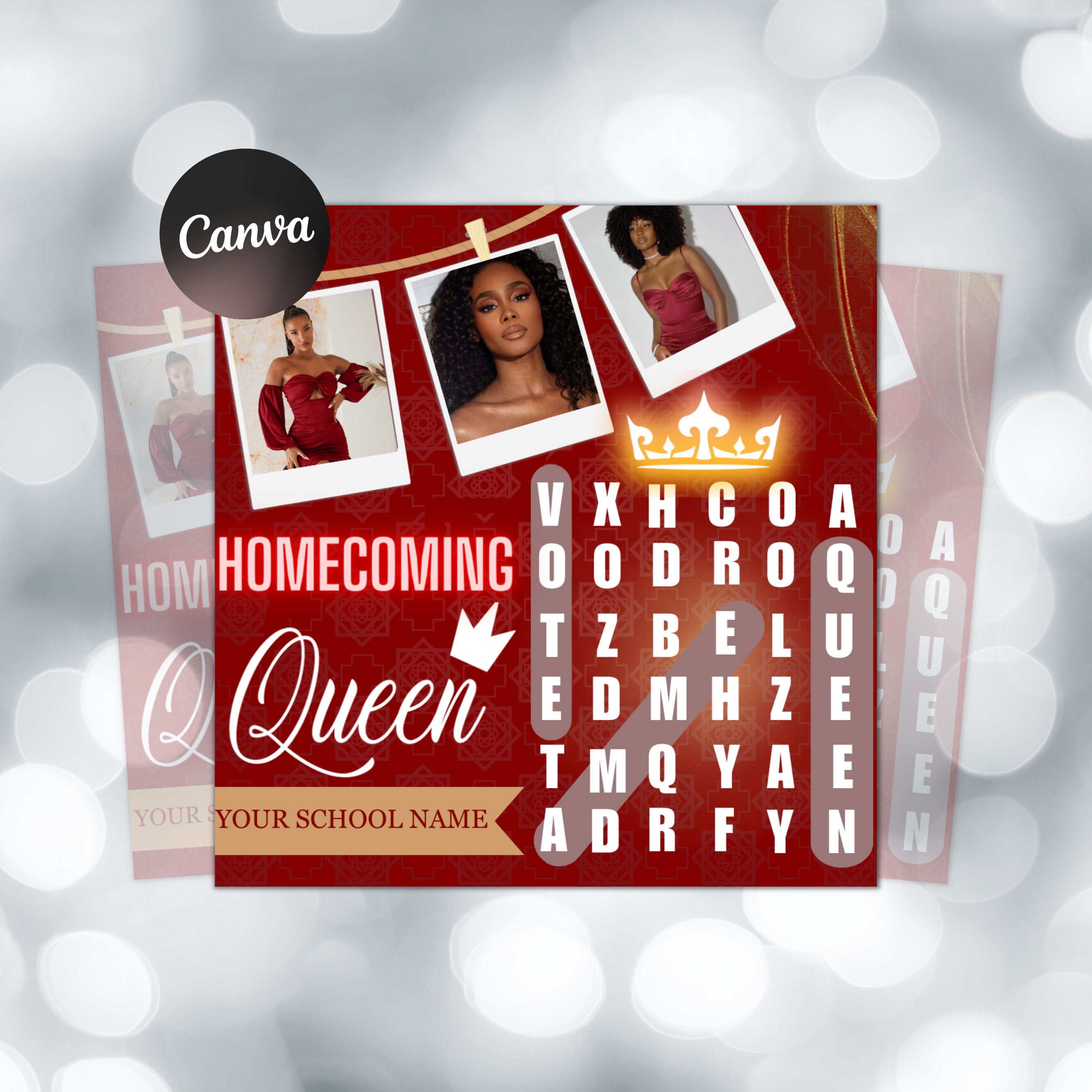 Homecoming Queen Campaign Flyer | DIY Vote for Me Election High School Beauty Social Media Instagram Snapchat Editable Canva Template