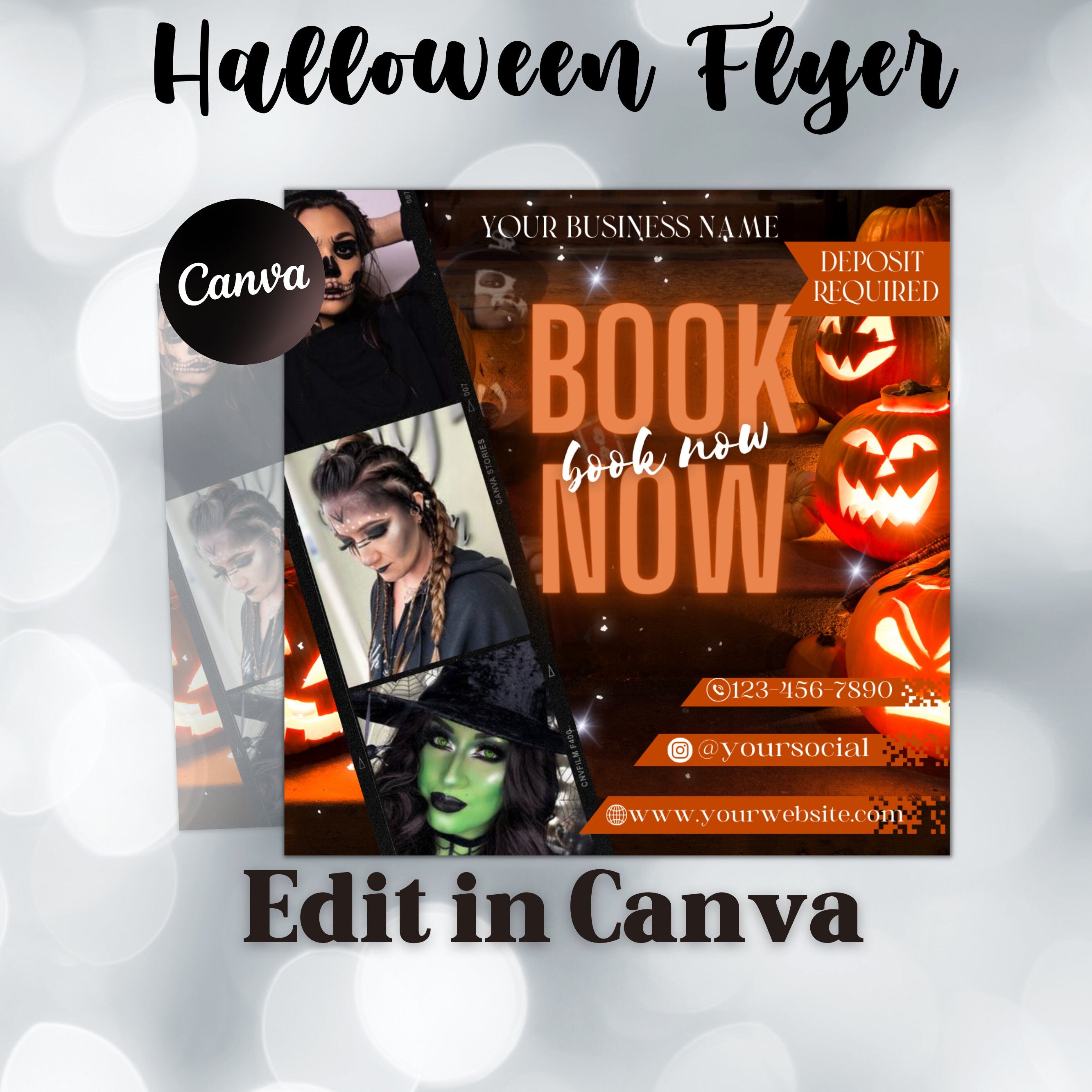 Halloween Booking Flyer, Appointment Flyer, Book Now Flyer, Halloween Flyer, Beauty Flyer, Social Media Flyer, Canva Flyer Template