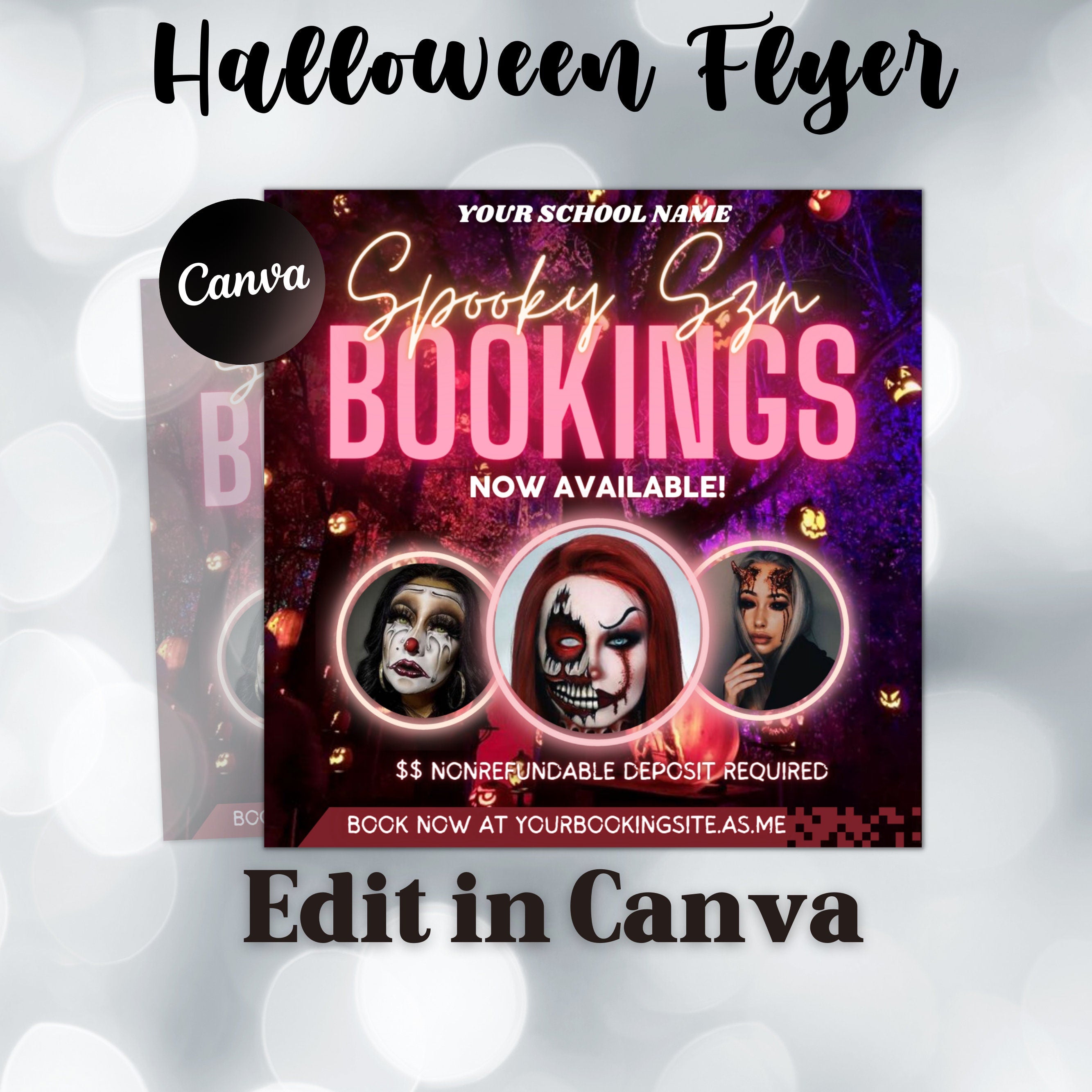 Halloween Booking Flyer, Appointment Flyer, Book Now Flyer, Halloween Flyer, Beauty Flyer, Social Media Flyer, Canva Flyer Template