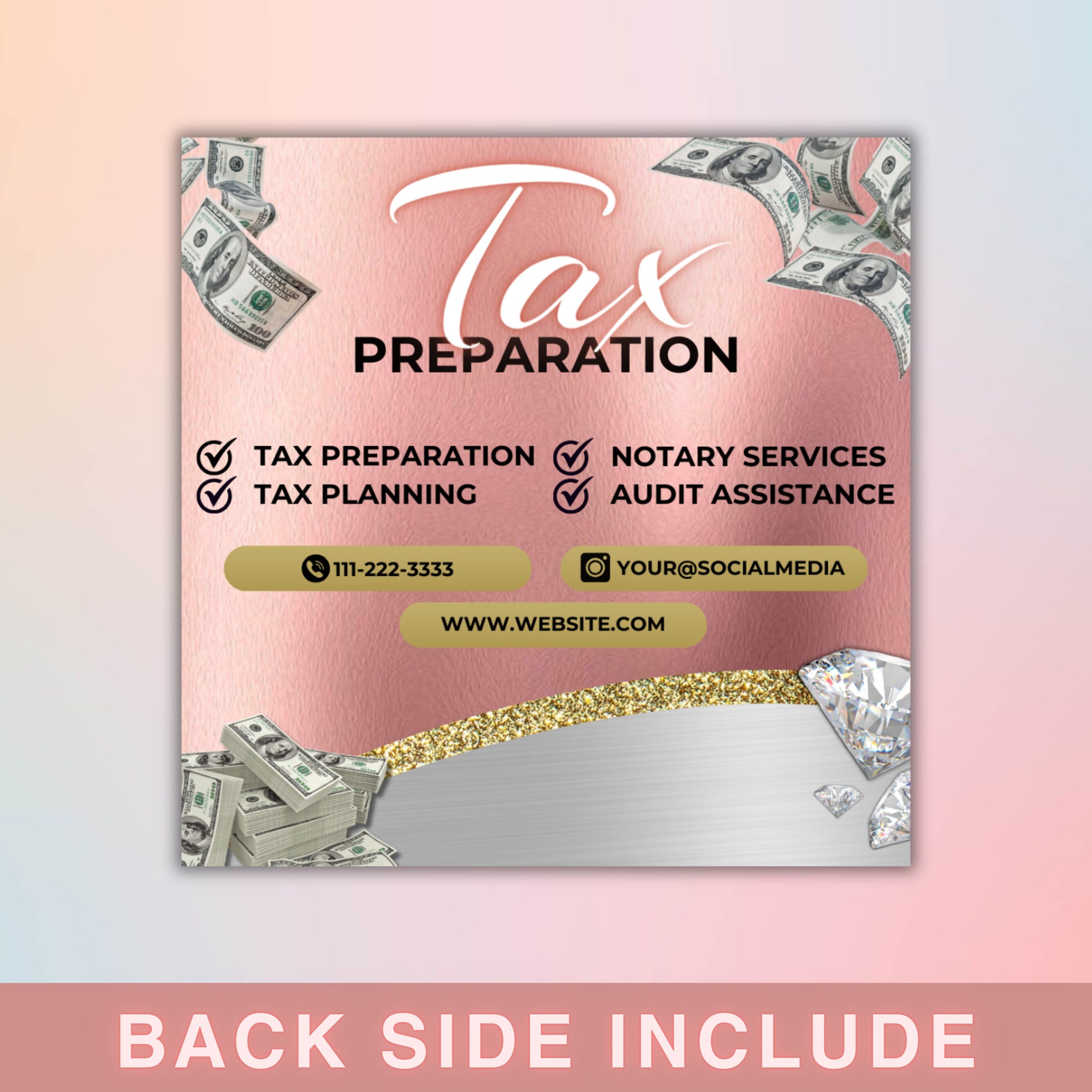 Tax Prep Flyer, Tax Prep Instagram, Tax Flyer Template, Preparation Flyers, Tax Prep Templates, Tax Preparation Post