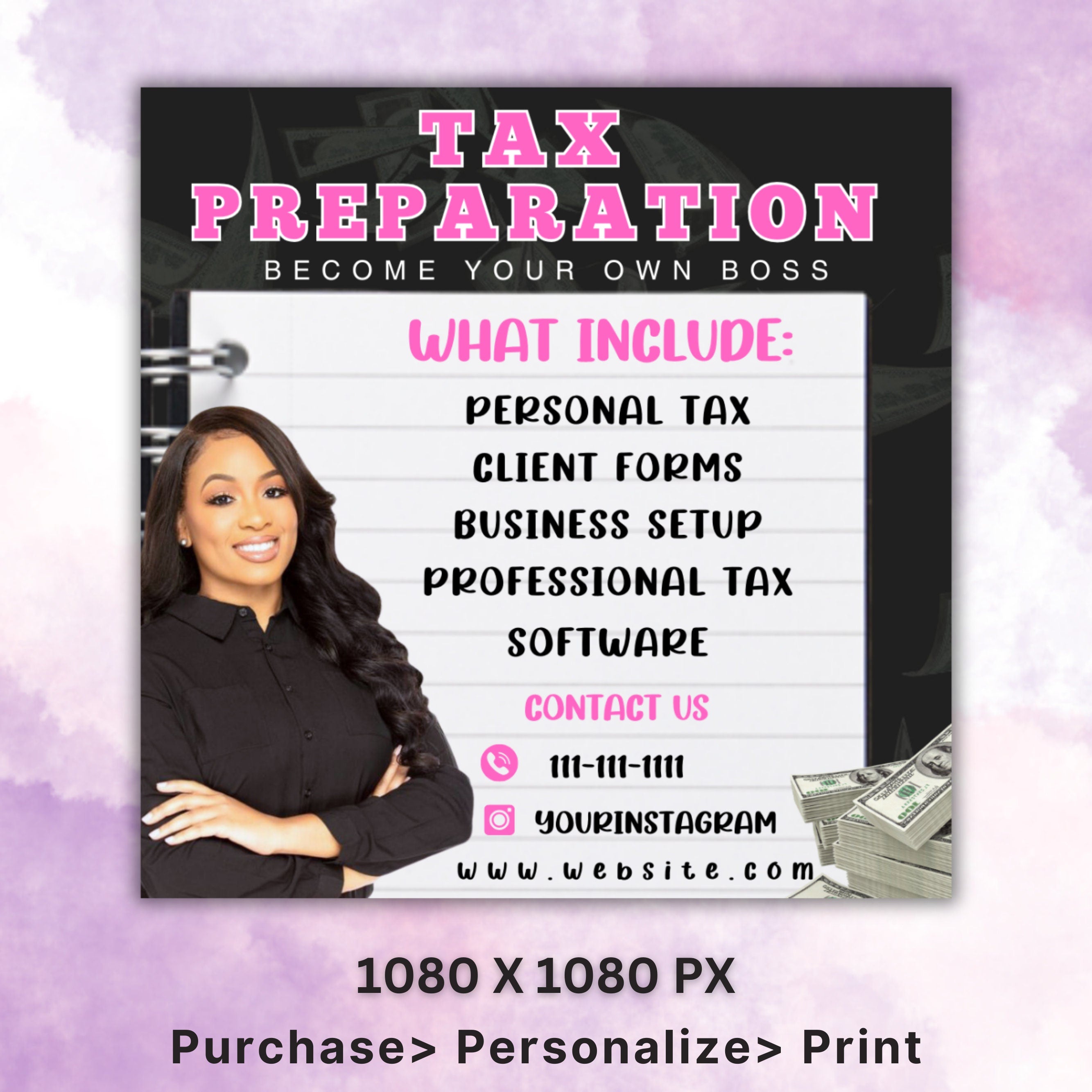 Tax Prep Flyer, Tax Prep Instagram, Tax Flyer Template, Preparation Flyers, Tax Prep Templates, Tax Preparation Post