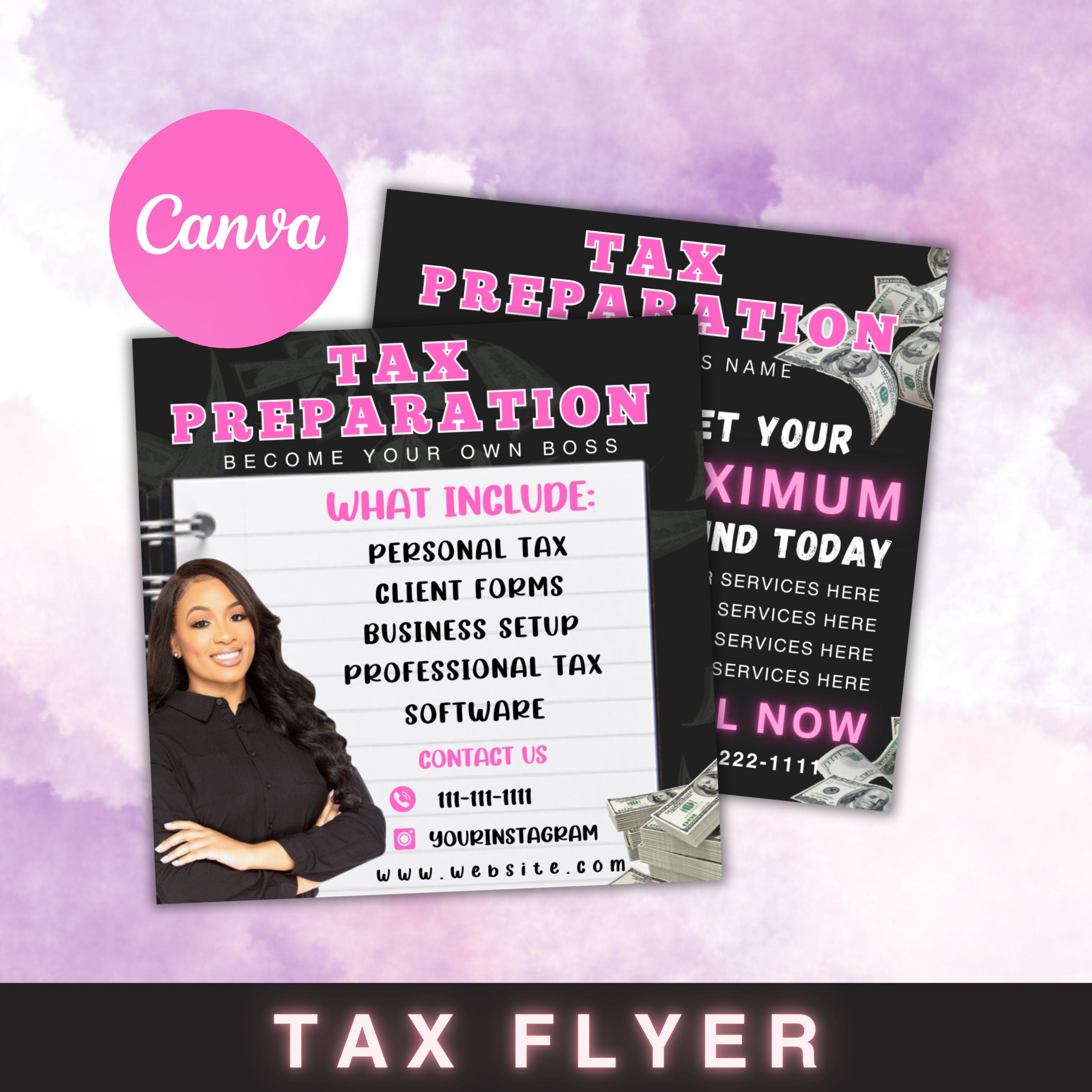 Tax Prep Flyer, Tax Prep Instagram, Tax Flyer Template, Preparation Flyers, Tax Prep Templates, Tax Preparation Post