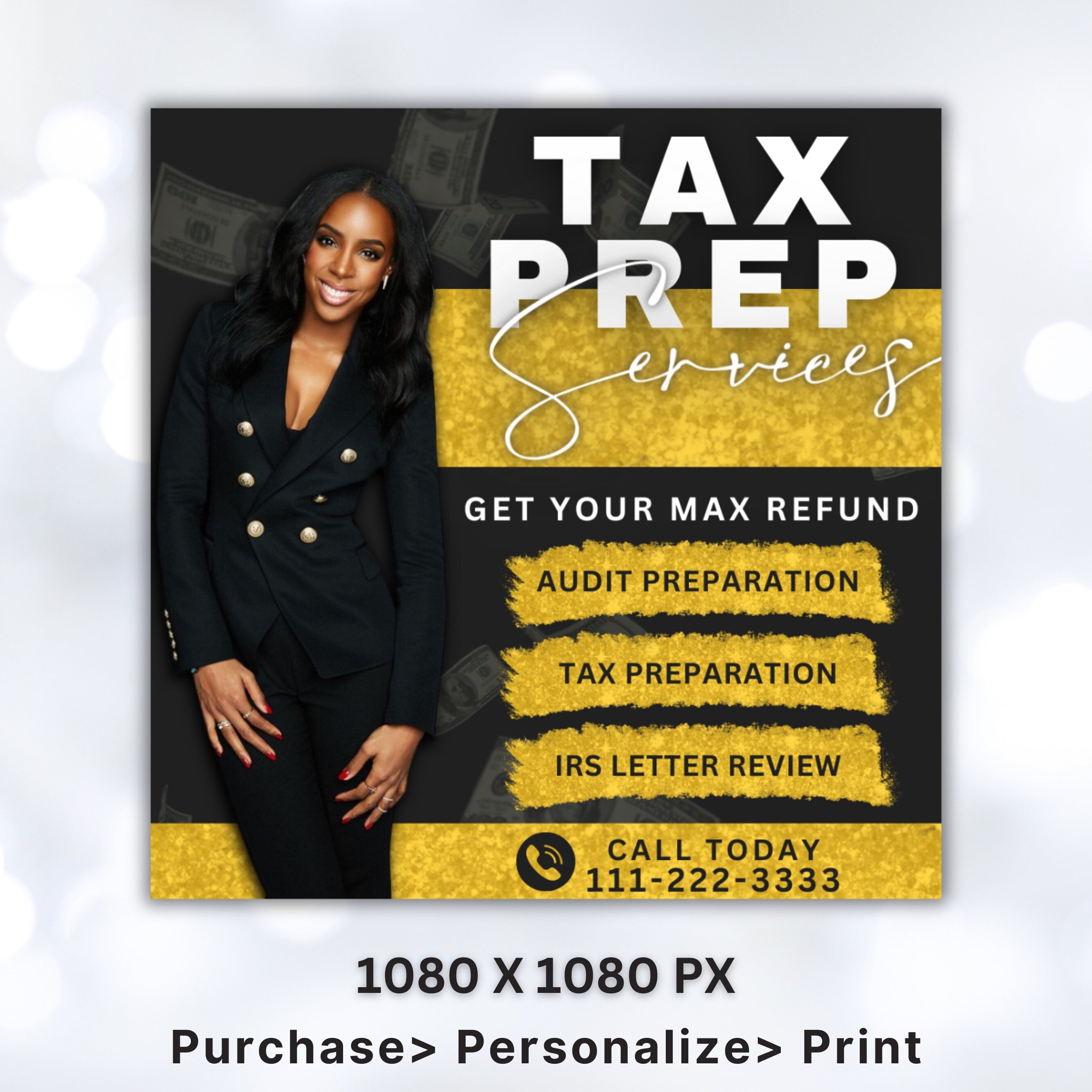 Tax Prep Flyer, Tax Prep Instagram, Tax Flyer Template, Preparation Flyers, Tax Prep Templates, Tax Preparation Post